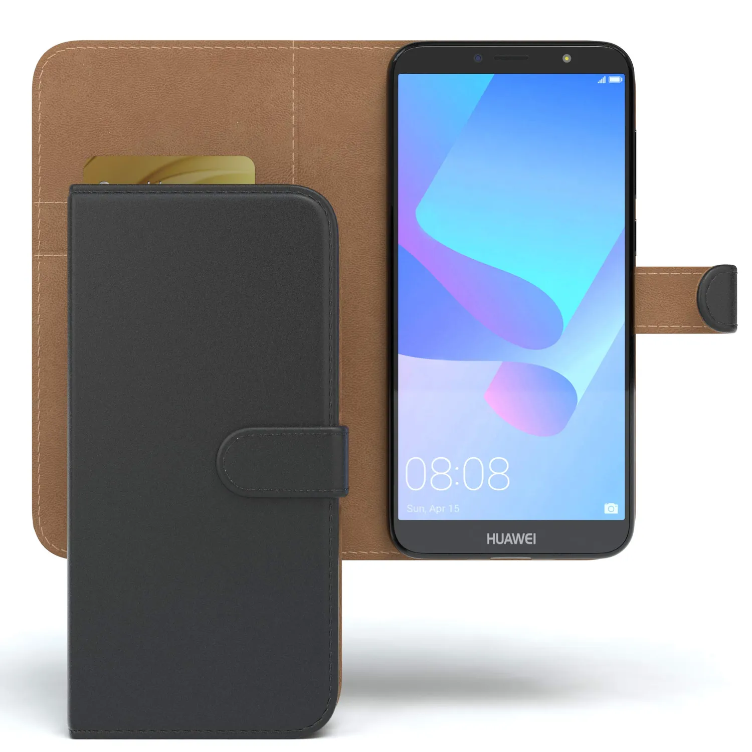 EAZY CASE Book Huawei Y6 2018 Klapphülle Schwarz Kartenfach