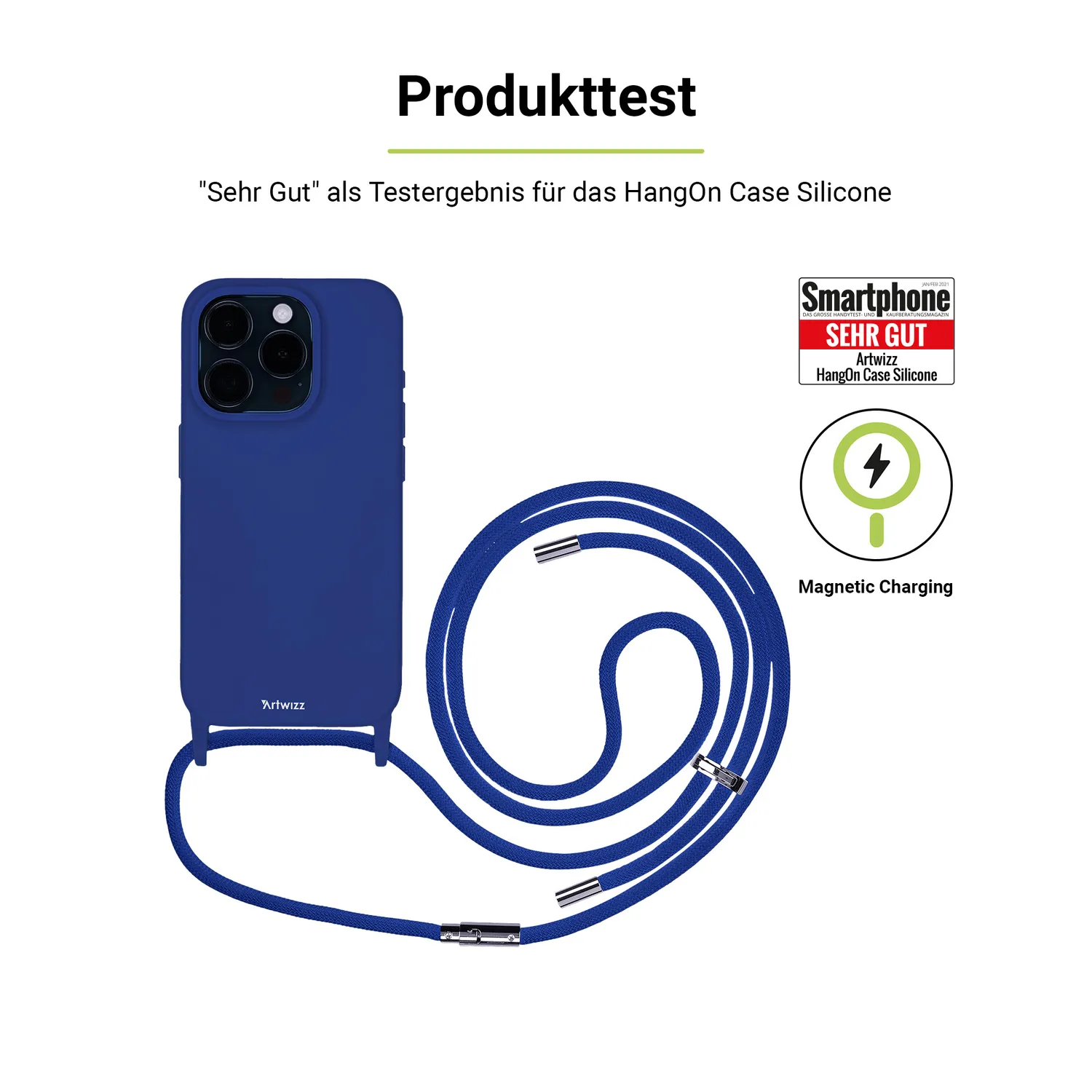Artwizz HangOn Silicone+CHARGE iPhone 15 Pro Max Handykette MagSafe
