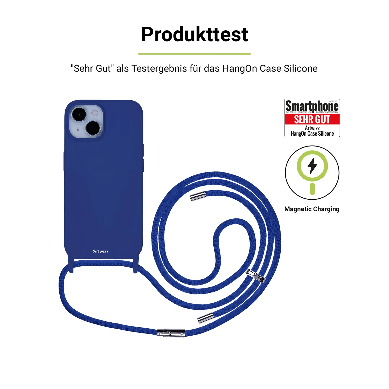 Artwizz HangOn Silicone+CHARGE iPhone 15 Handykette MagSafe