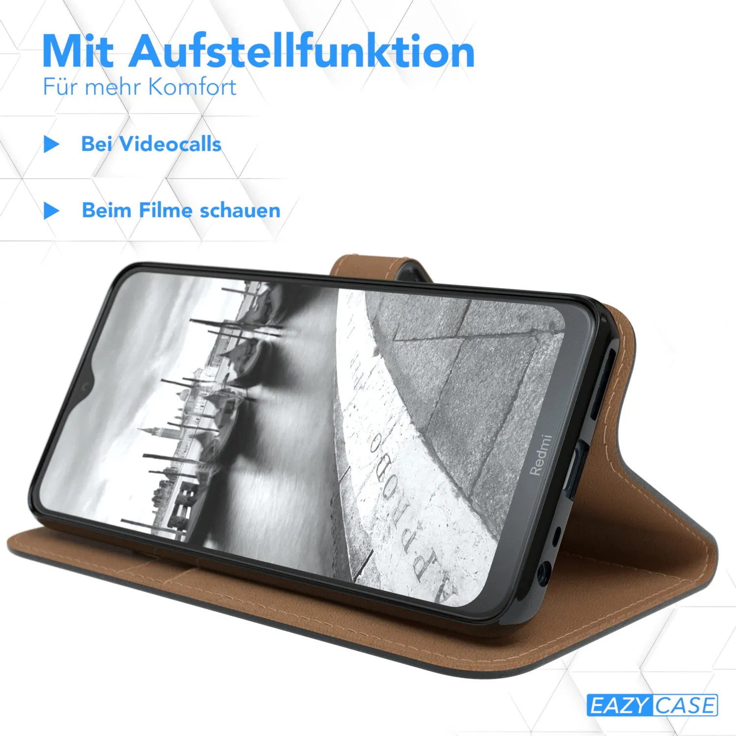 EAZY CASE Redmi 8a Klapphülle Schwarz Kartenfach