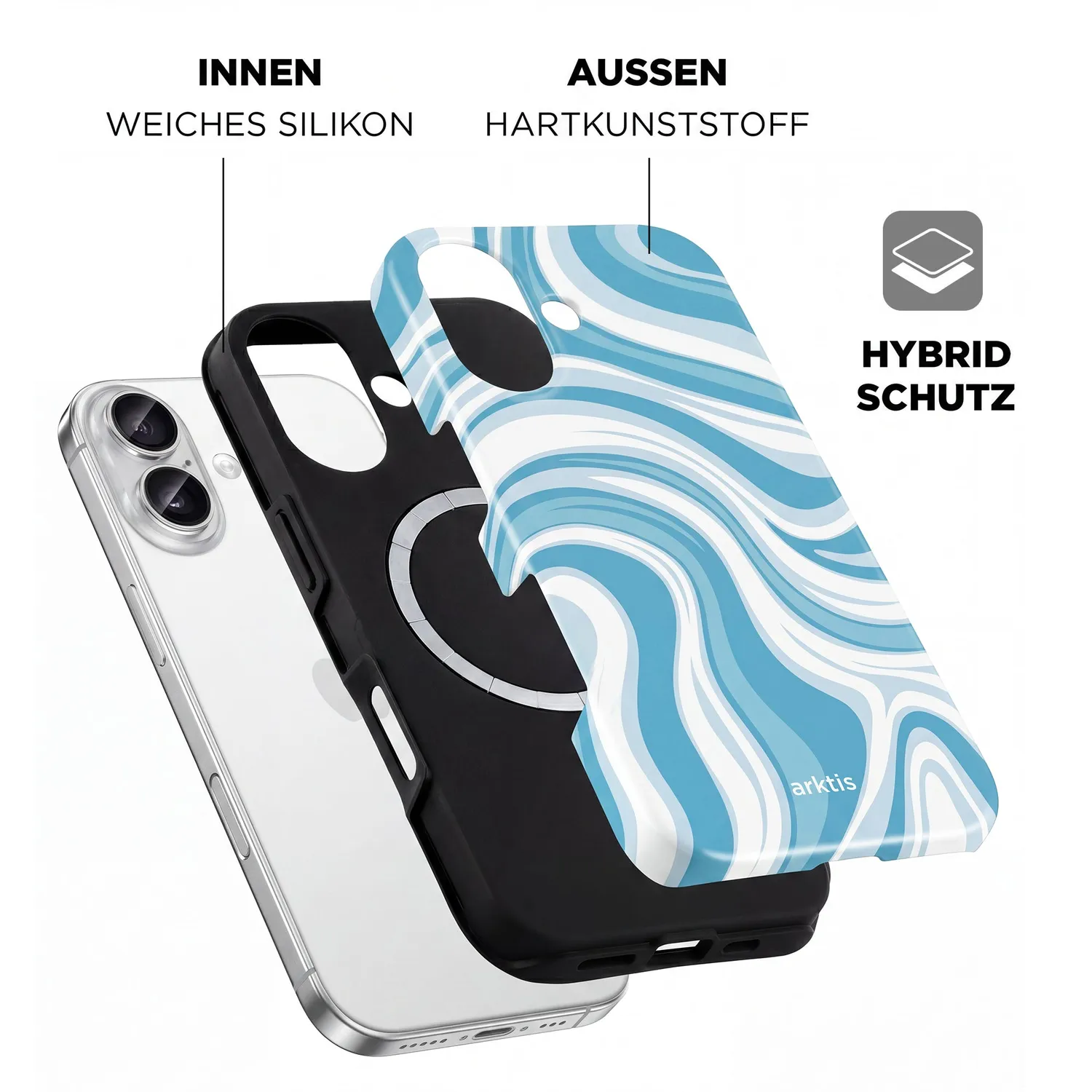 arktis Blue Lagoon iPhone 17 Hülle MagSafe mit Print
