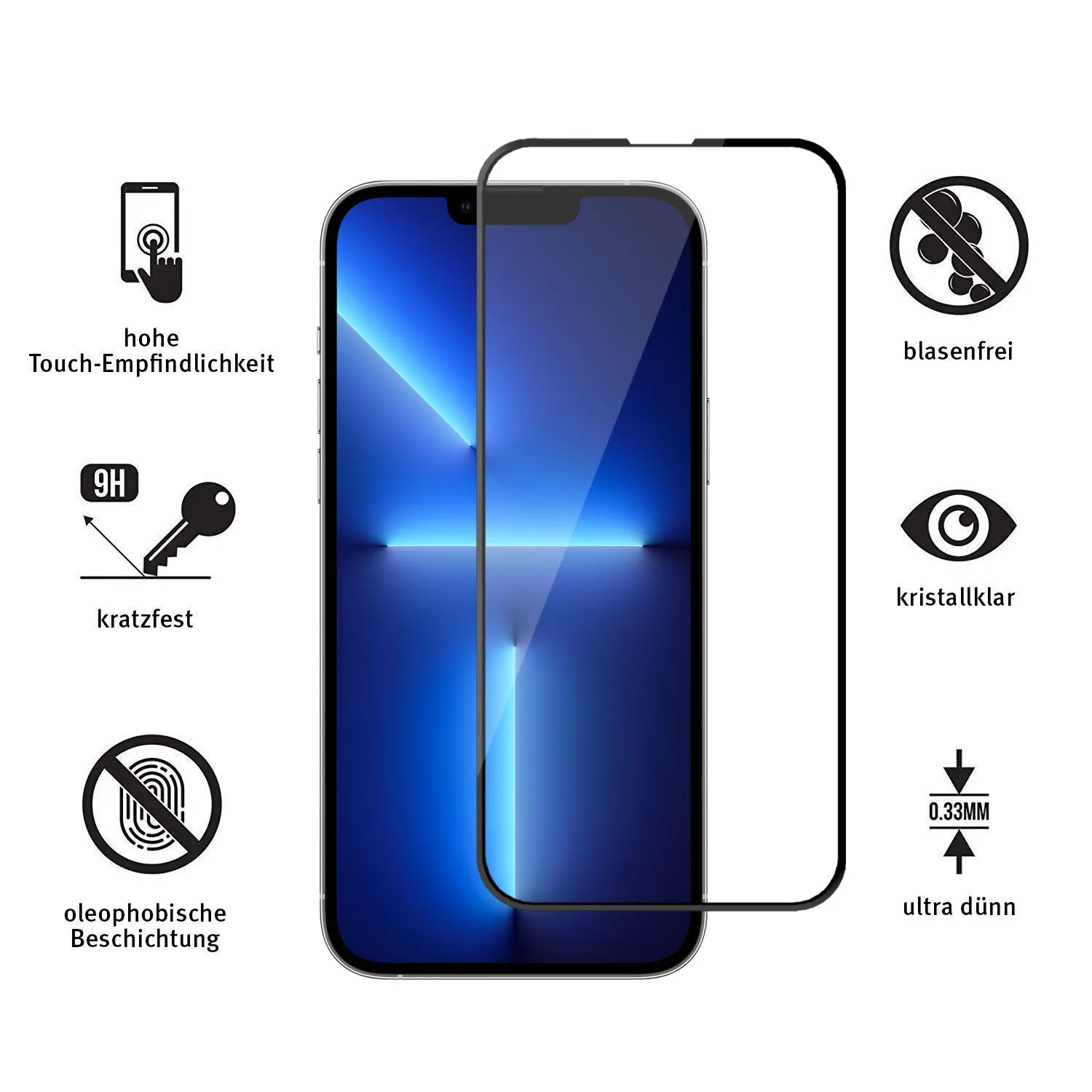arktis FULL COVER iPhone 13 Pro Panzerglas 3er Set