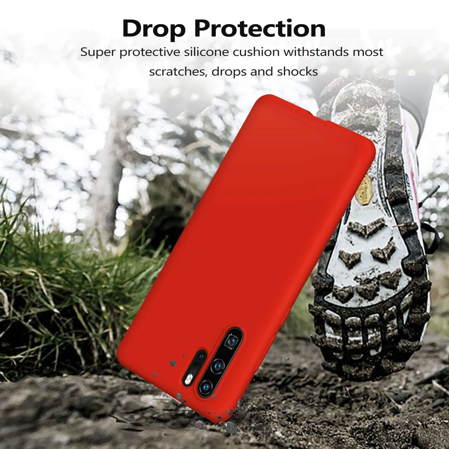 YATWIN Huawei P30 Pro Silikon Hülle Rot ultradünn