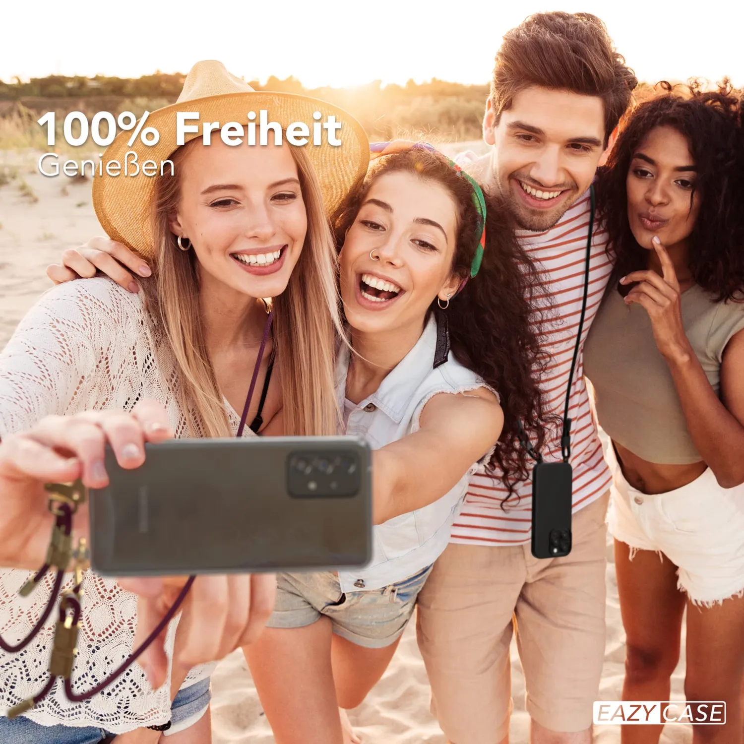 EAZY CASE Galaxy A52 A52s Handykette Karabiner Beere Gold