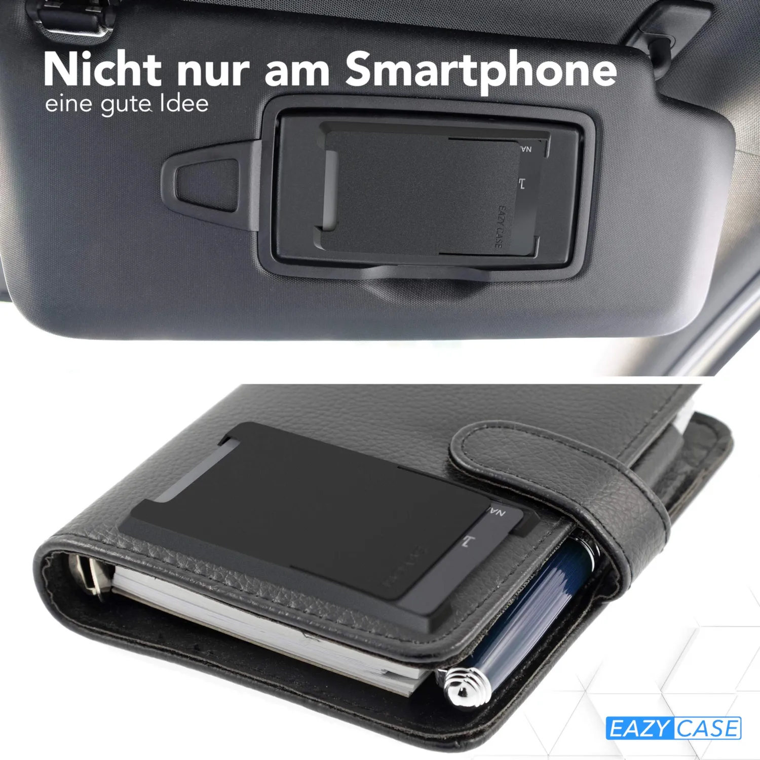 EAZY CASE Kartenhalter Schwarz selbstklebend für 2 Karten