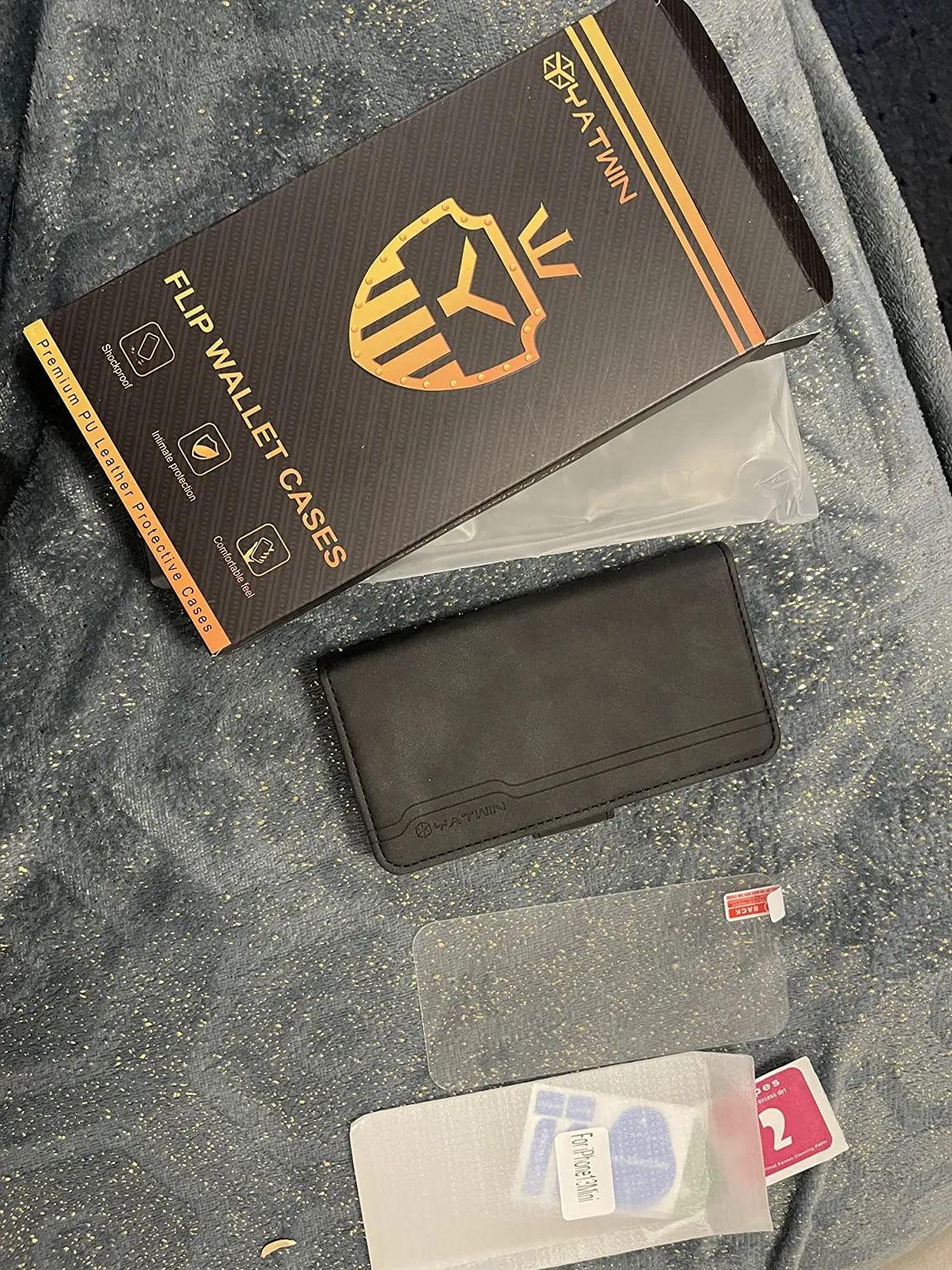 YATWIN iPhone X XS Handyhülle Königsblau Leder mit RFID-Schutz