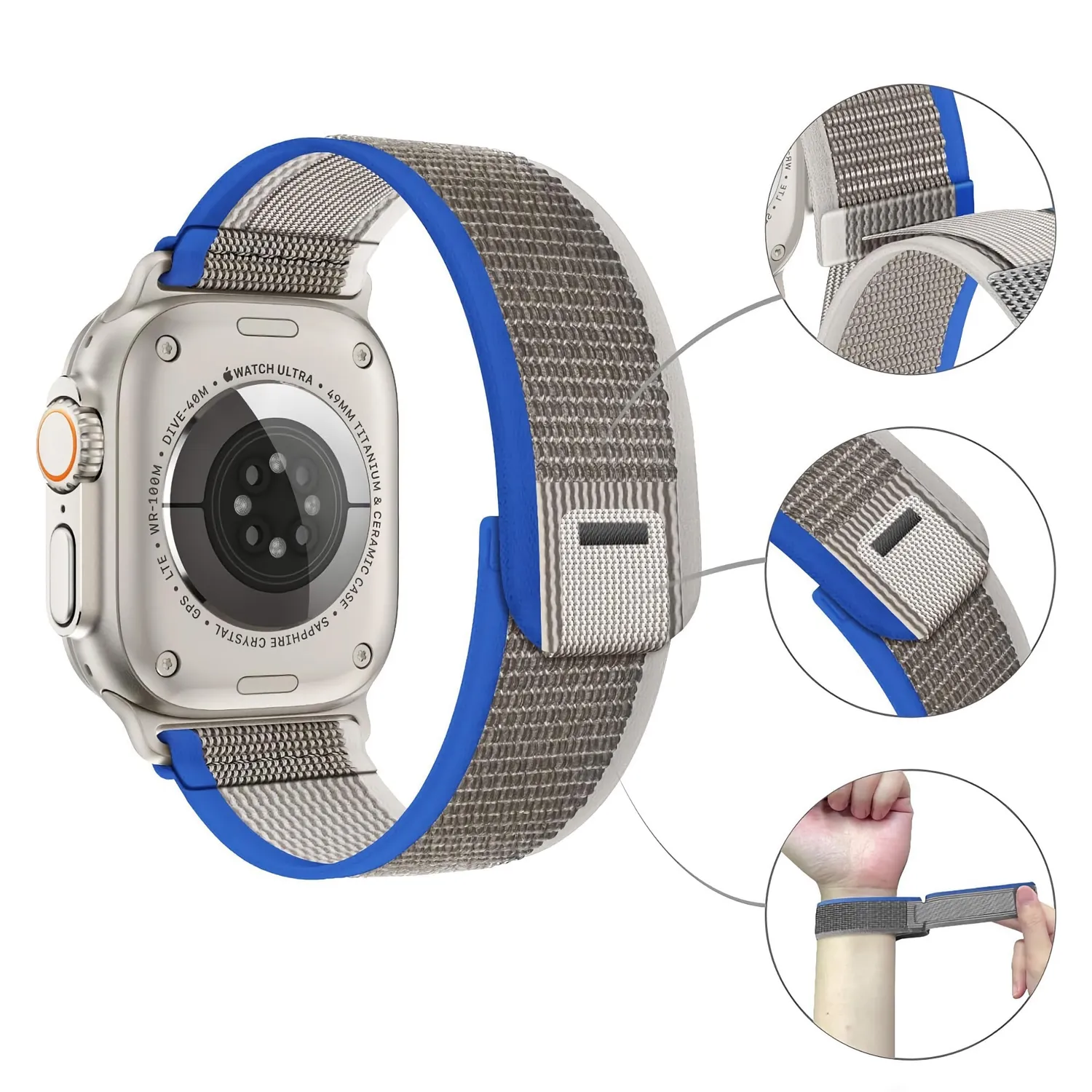 arktis Trail Apple Watch Armband Schwarz Klett Polyester