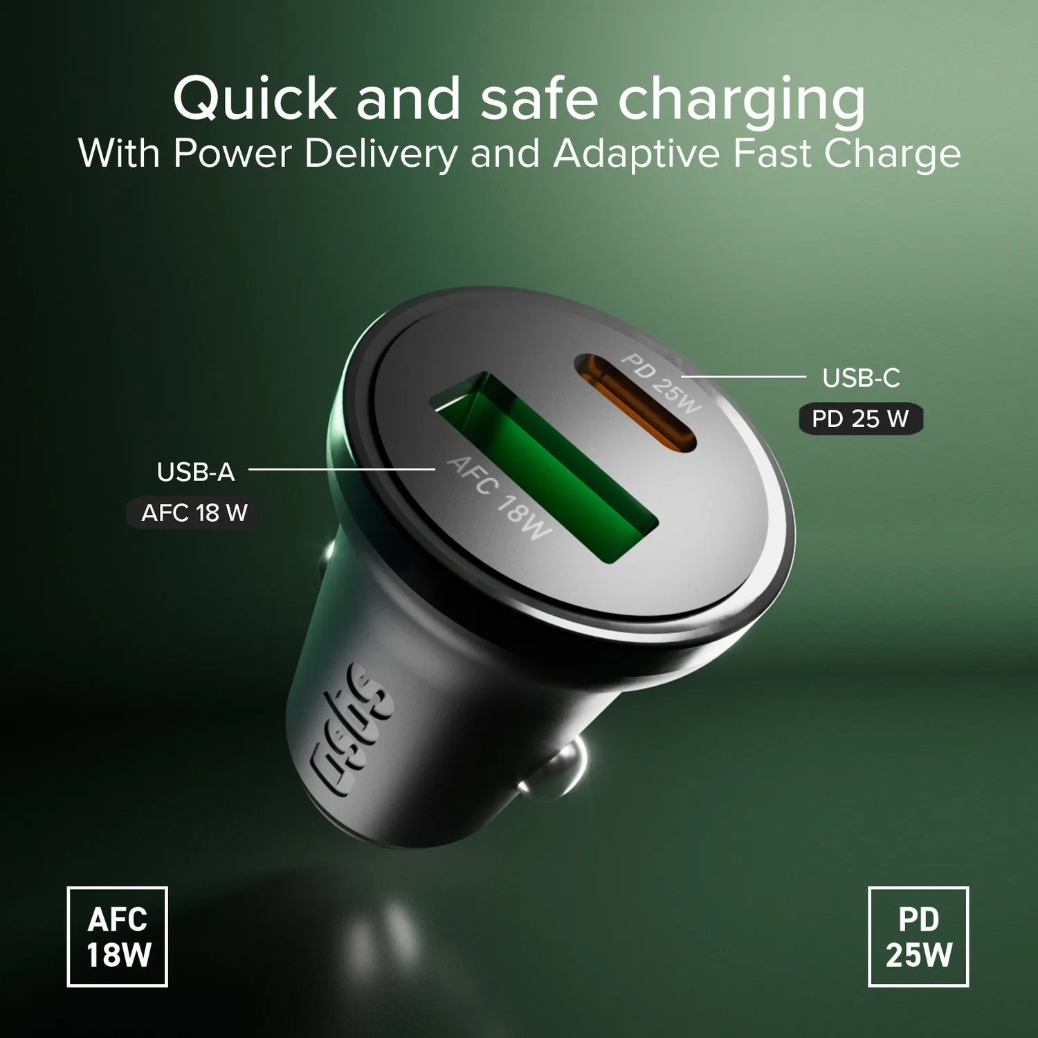 SBS Autoladegerät 25W PD USB-C + USB-A schwarz