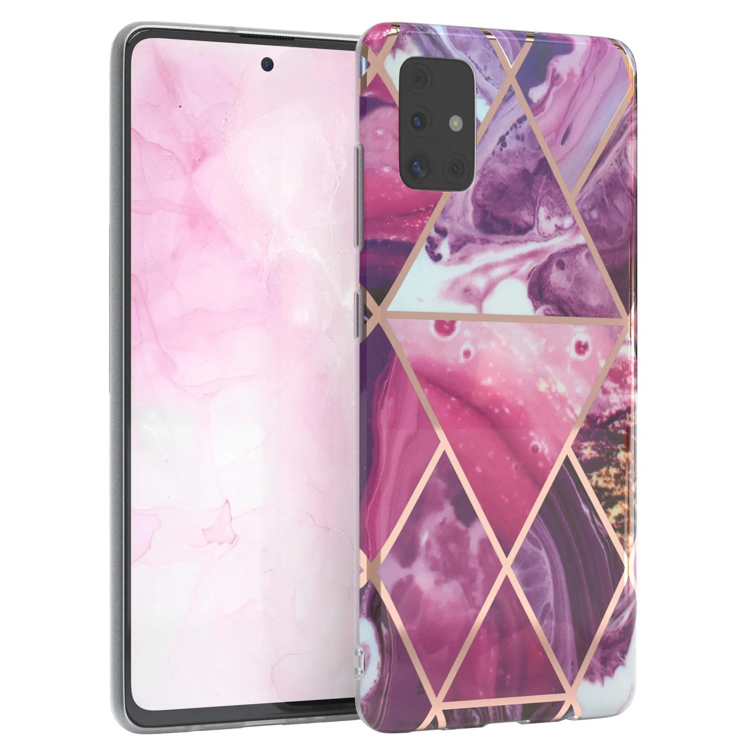 EAZY CASE Galaxy A51 Silikonhülle Blumen Rosé-Gold slim