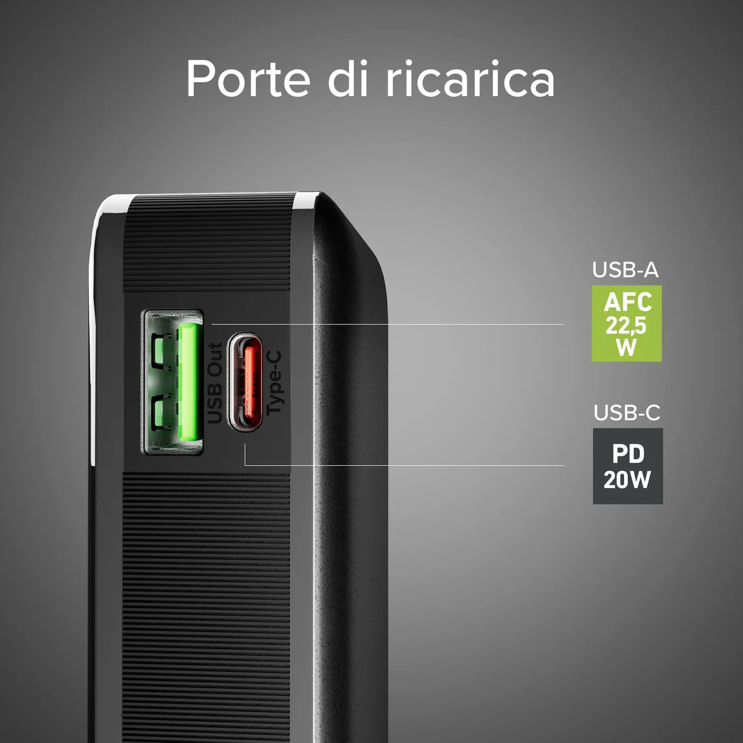 SBS 10000 mAh Powerbank Schwarz mit USB-C Kabel
