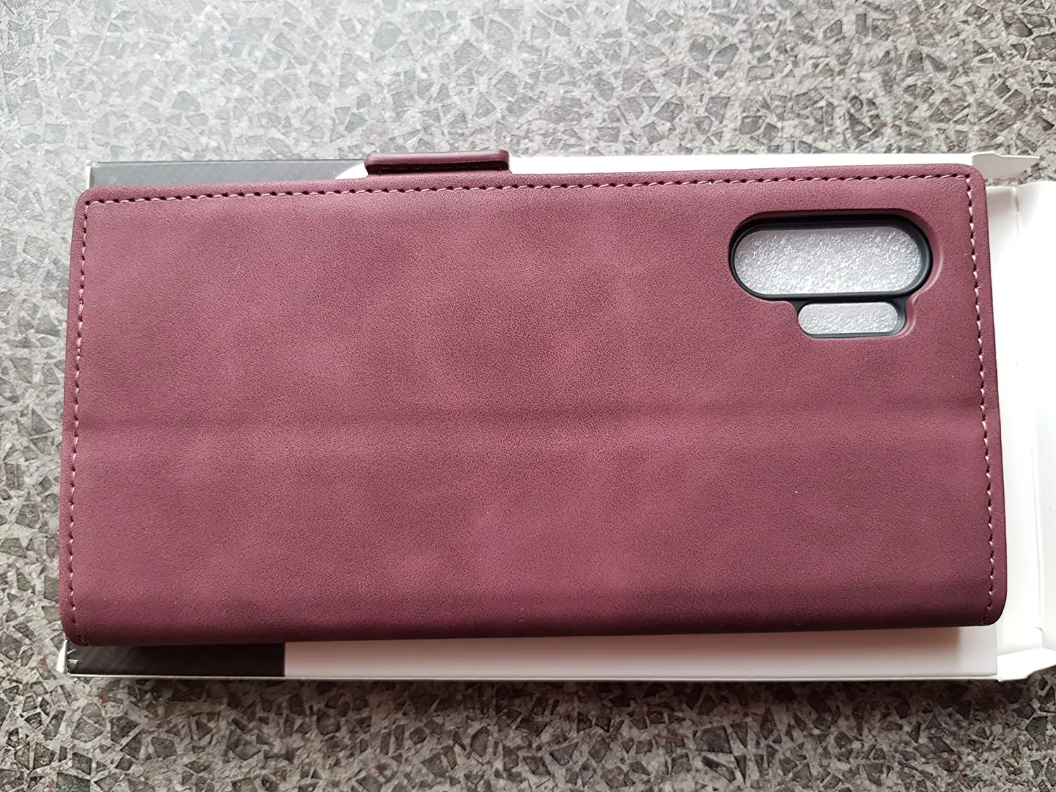 YATWIN Samsung Galaxy Note 10 Plus Klapphülle Schwarz Leder mit Kartenfach