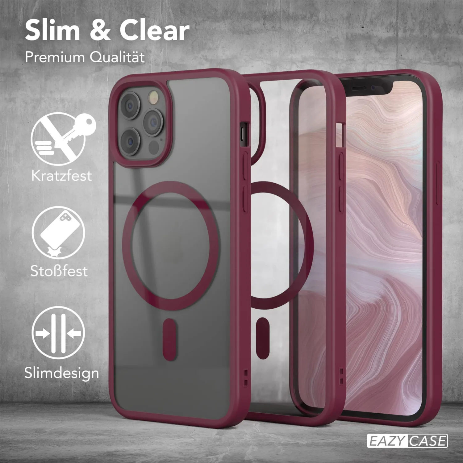 EAZY CASE Crystal iPhone 12/12 Pro Hülle Beere MagSafe
