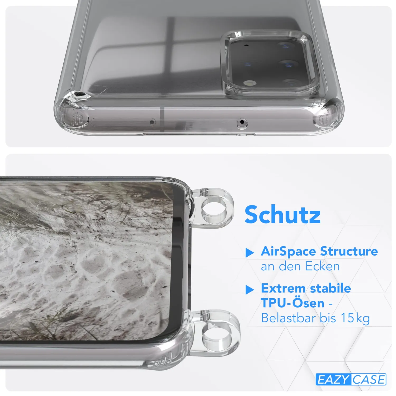 EAZY CASE Galaxy S20 Plus Handykette Taupe Gold stoßfest