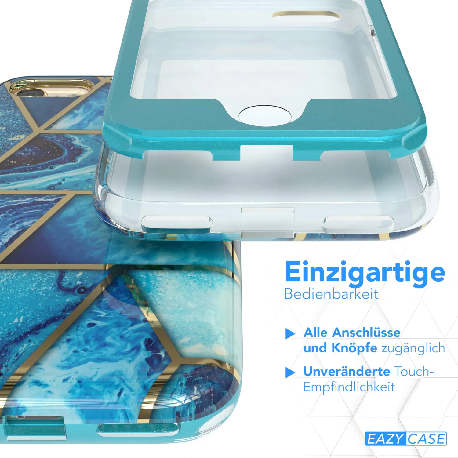 EAZY CASE 360 Grad iPhone SE 2022/2020 8 7 Handyhülle Blau Displayschutz