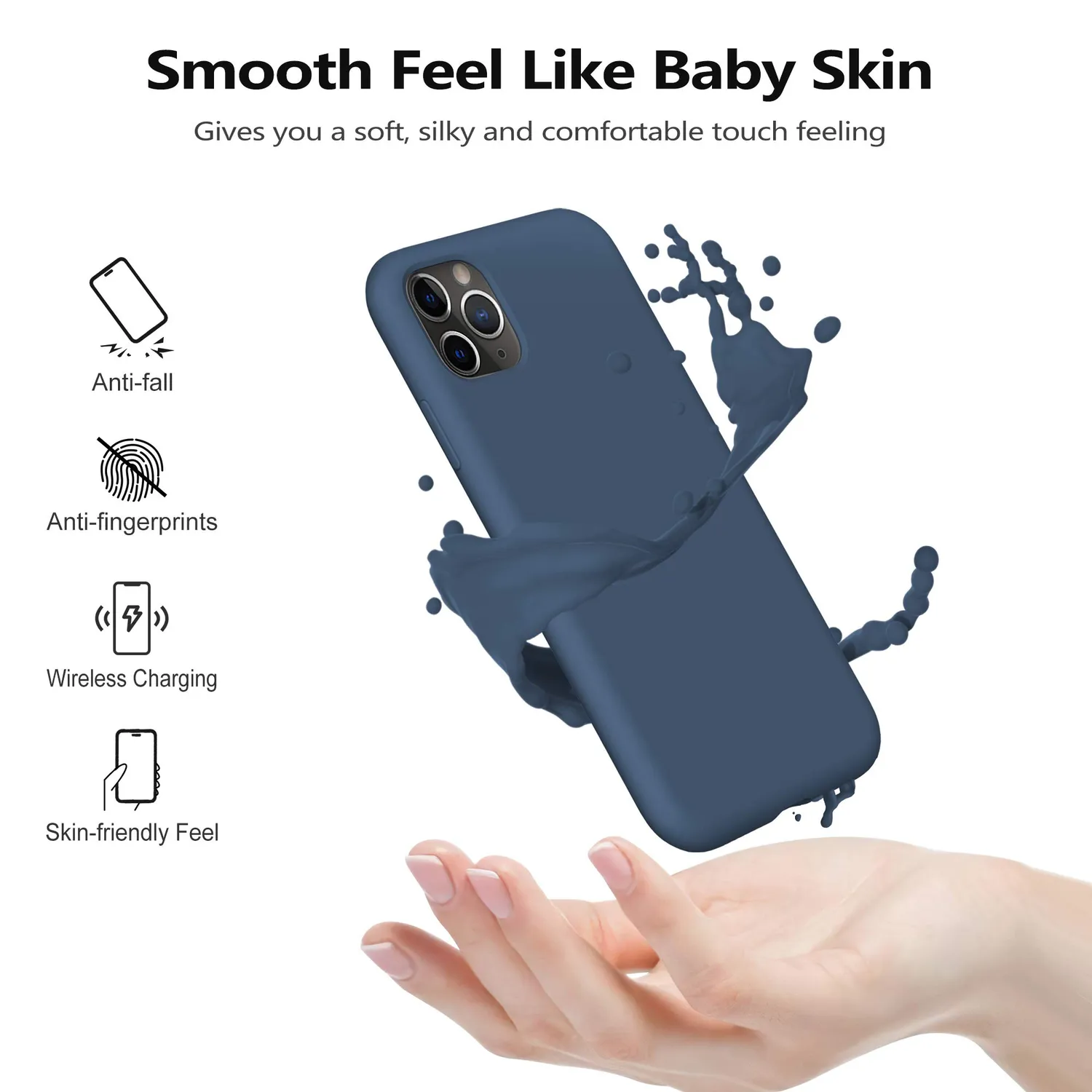 YATWIN iPhone 11 Pro Silikonhülle Blau matt