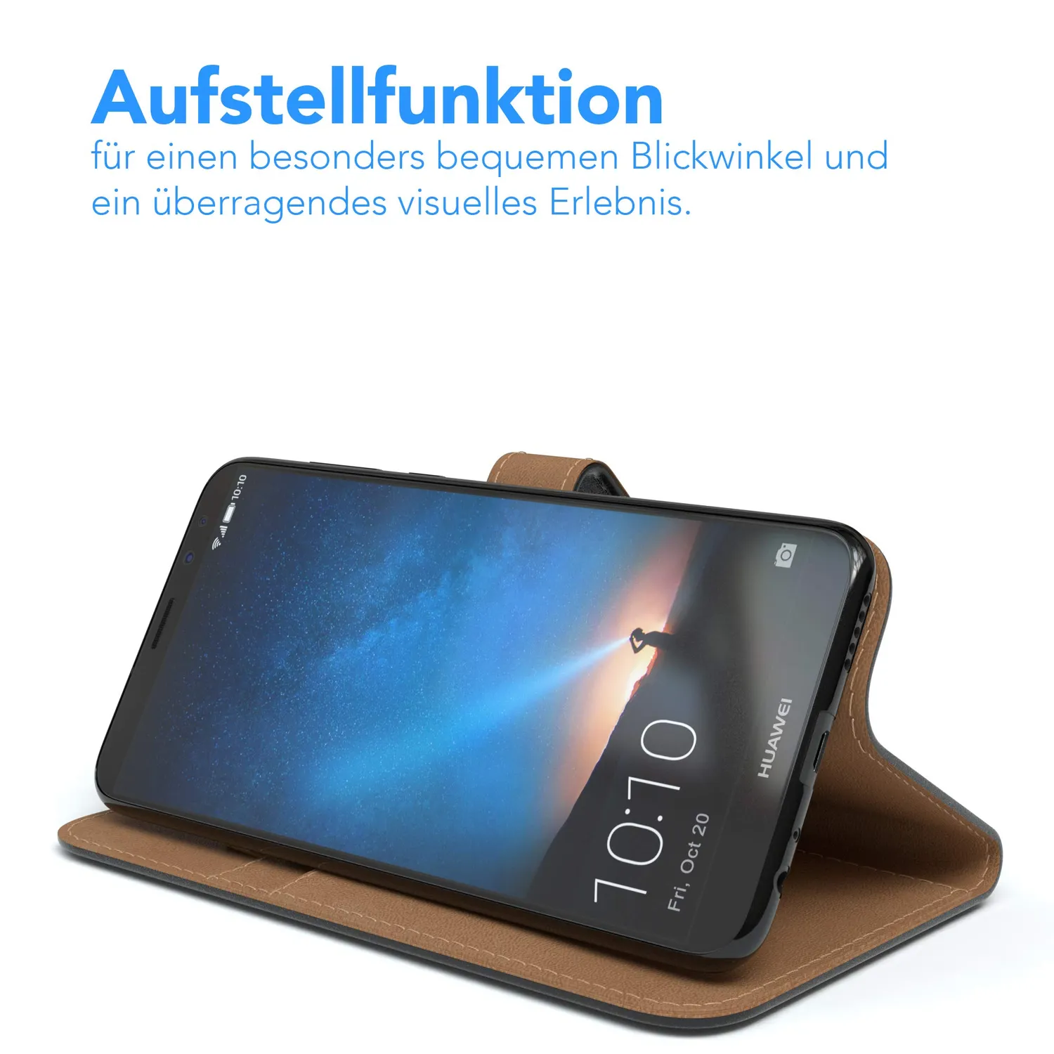 EAZY CASE Huawei Mate 10 Lite Handytasche Book Schwarz Leder