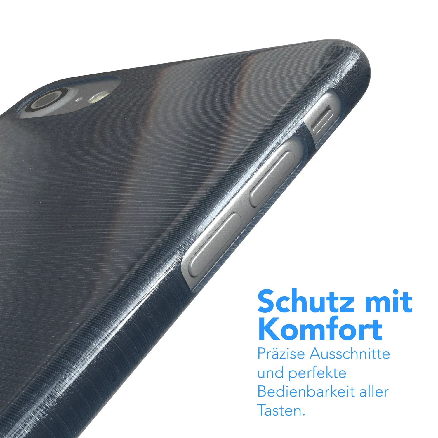 EAZY CASE Brushed Hülle iPhone SE 2022/2020 8/7 Dunkelblau