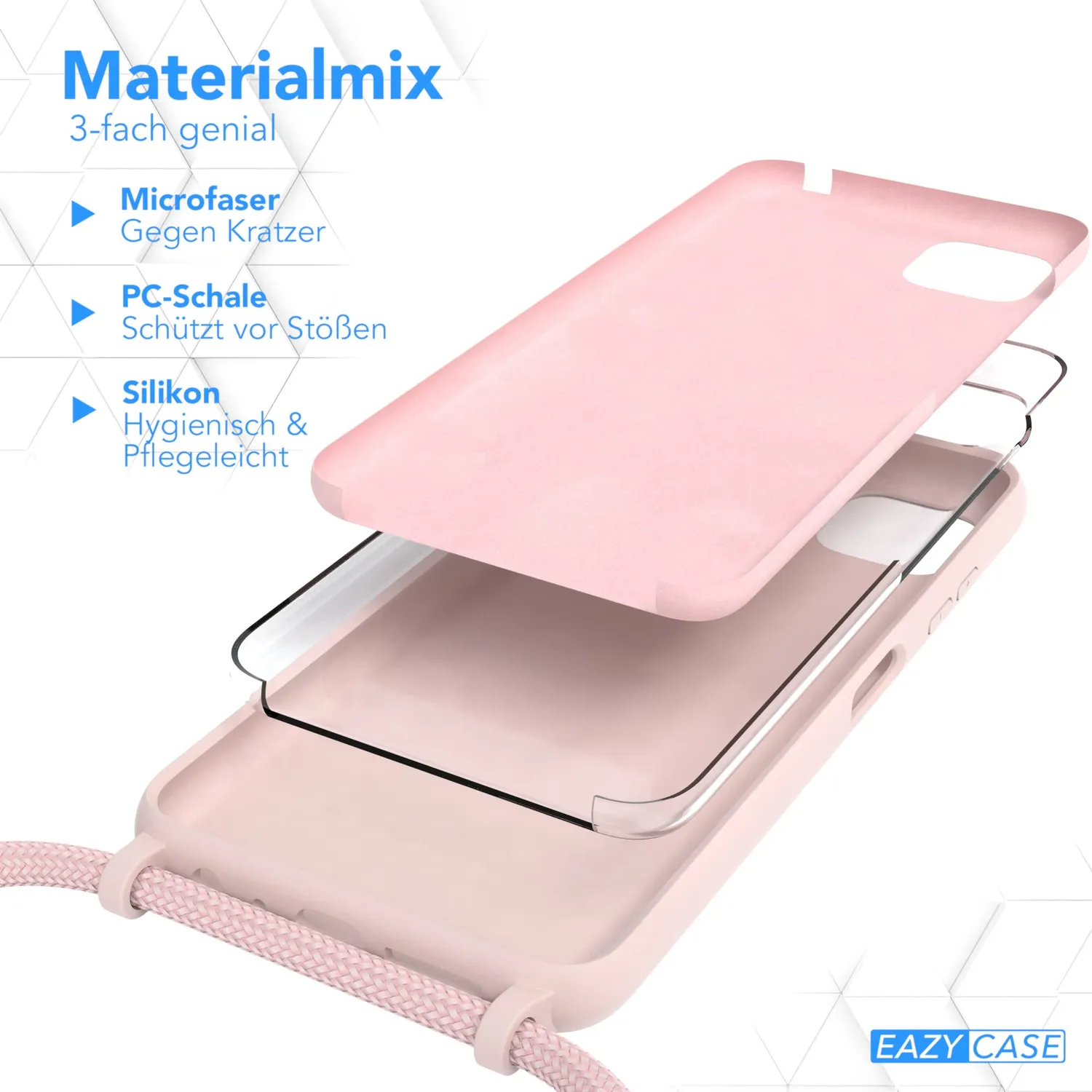 EAZY CASE Galaxy A22 5G Handykette Silikon Altrosa mit Band