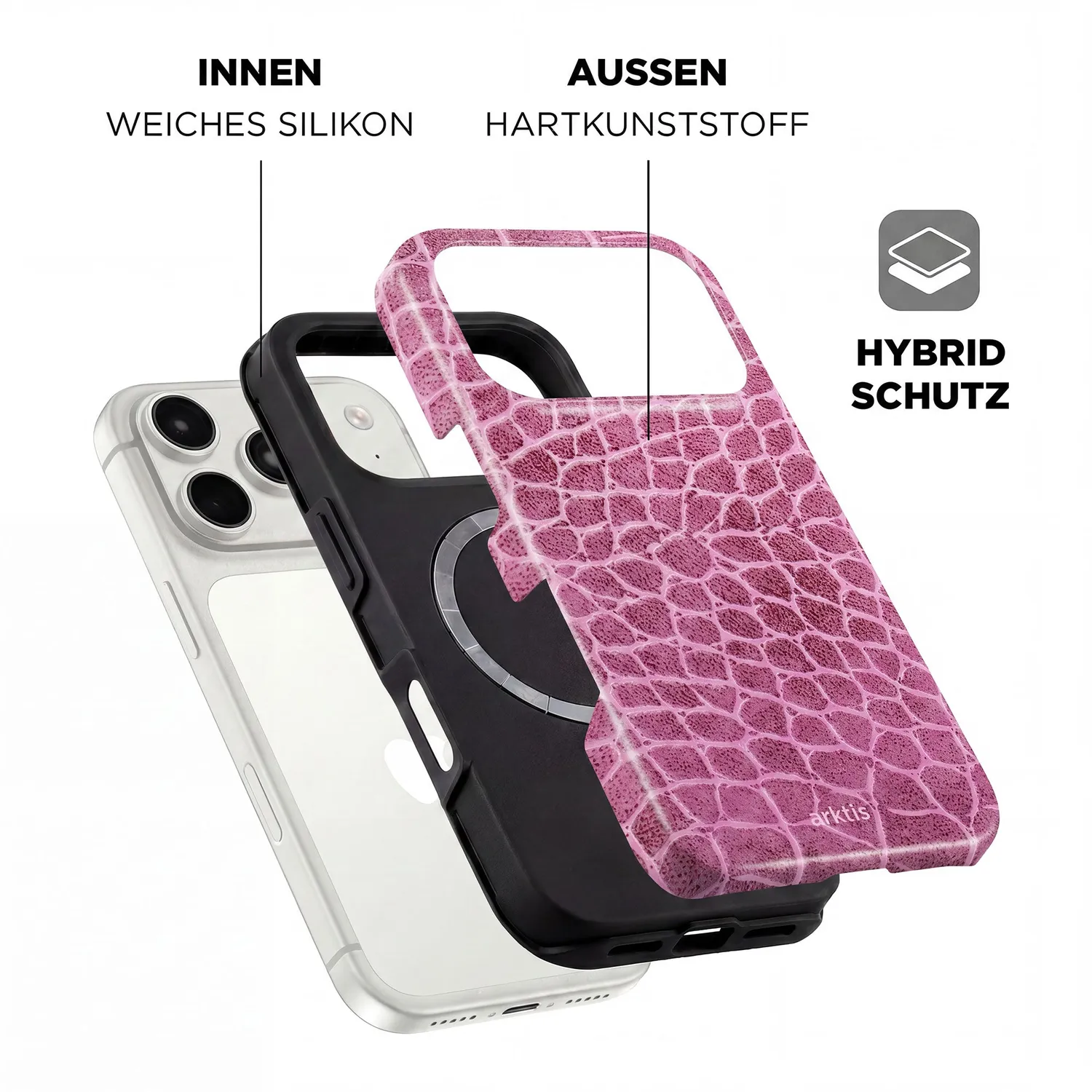 arktis iPhone 18 Pro Hülle Pink Lizard mit MagSafe