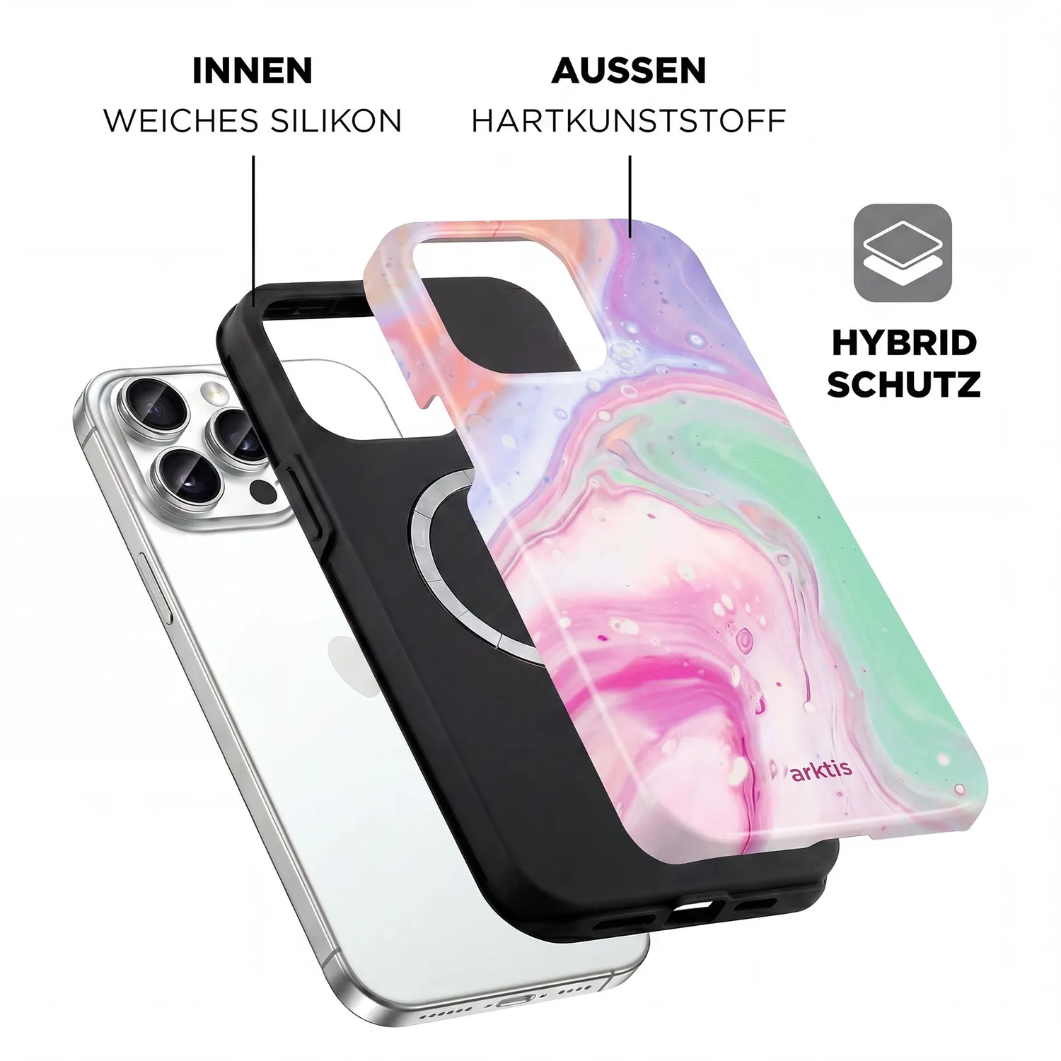 arktis iPhone 15 Pro Hülle Neo Marble MagSafe