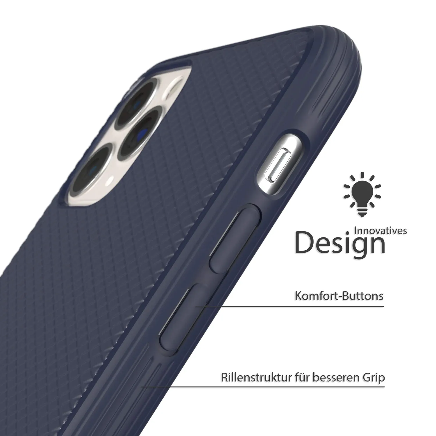 EAZY CASE iPhone 11 Pro Max Silikonhülle dunkelblau strukturiert