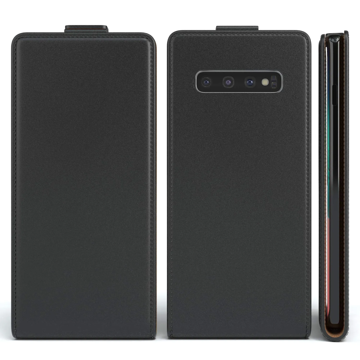 EAZY CASE Galaxy S10 Klapphülle Schwarz Kunstleder