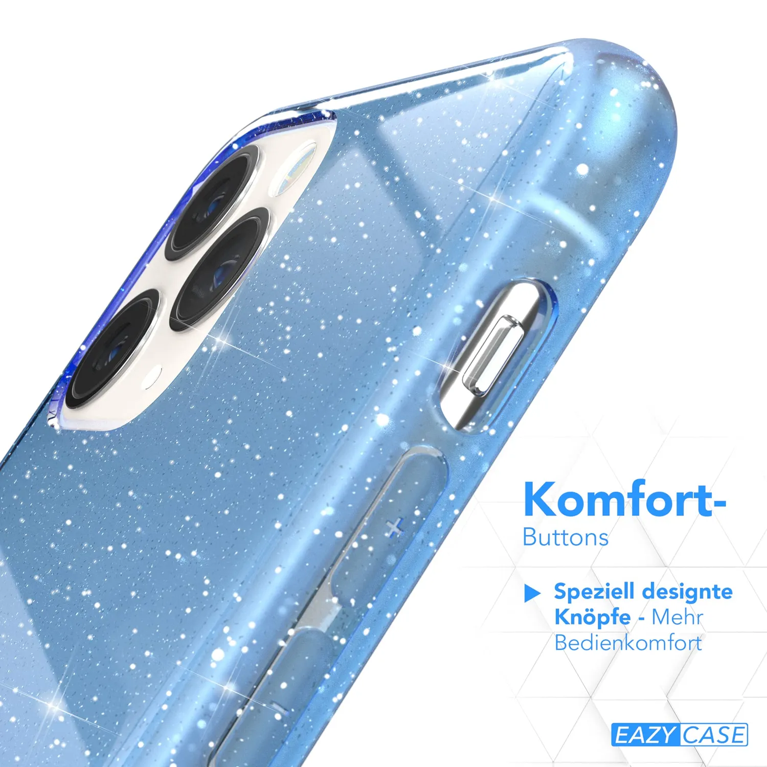 EAZY CASE iPhone 11 Pro Glitzerhülle Transparent Blau