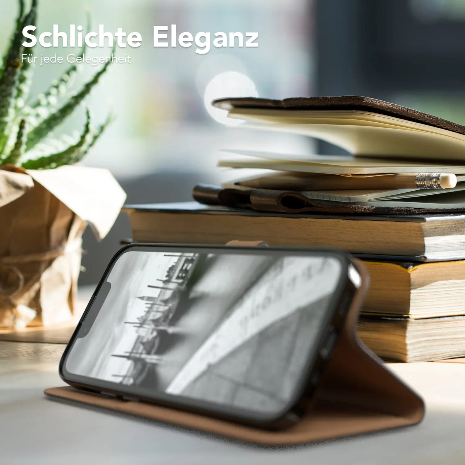 EAZY CASE iPhone 13 mini Klapphülle Book Schwarz Etui