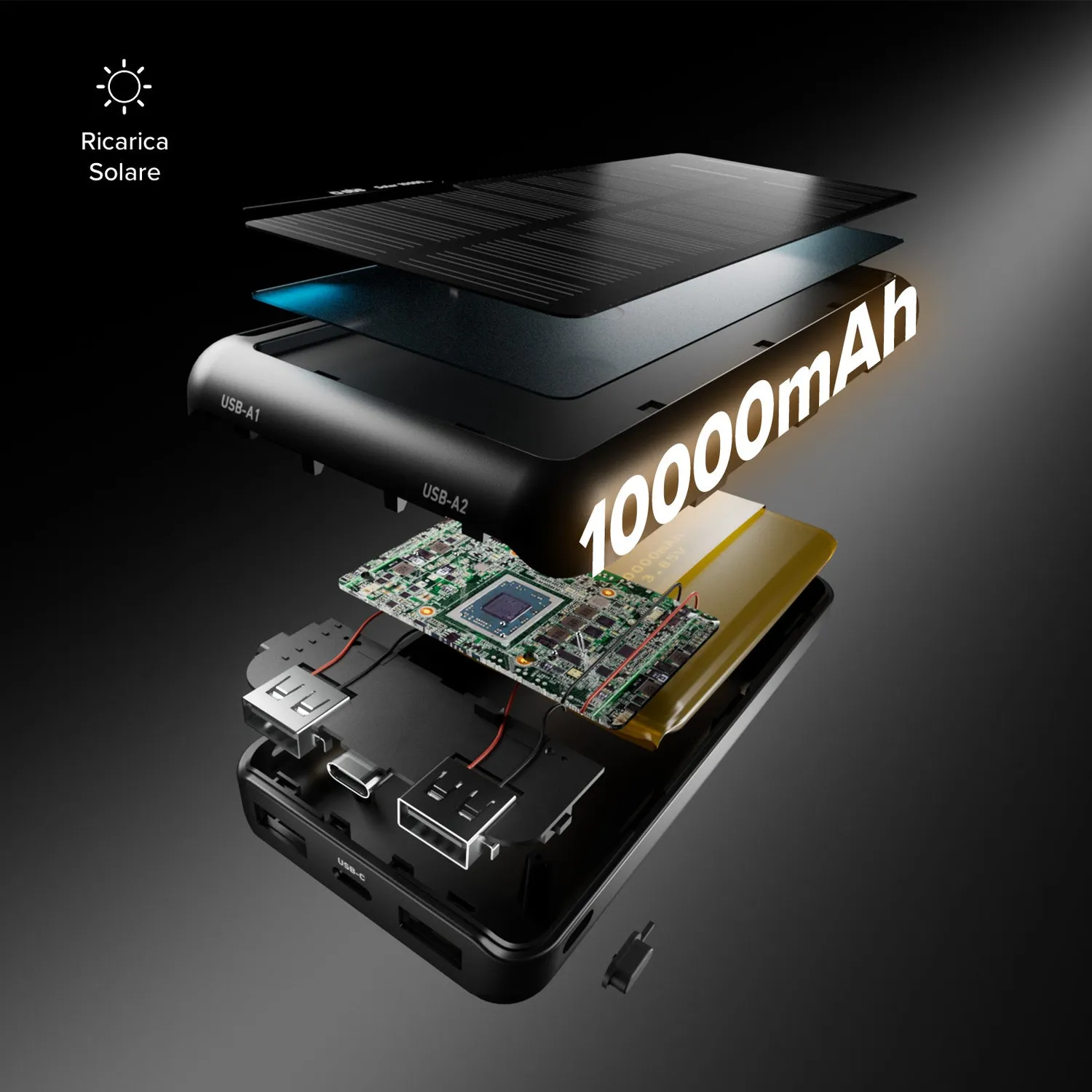 SBS Solar Powerbank 10000 mAh mit Solarpanel