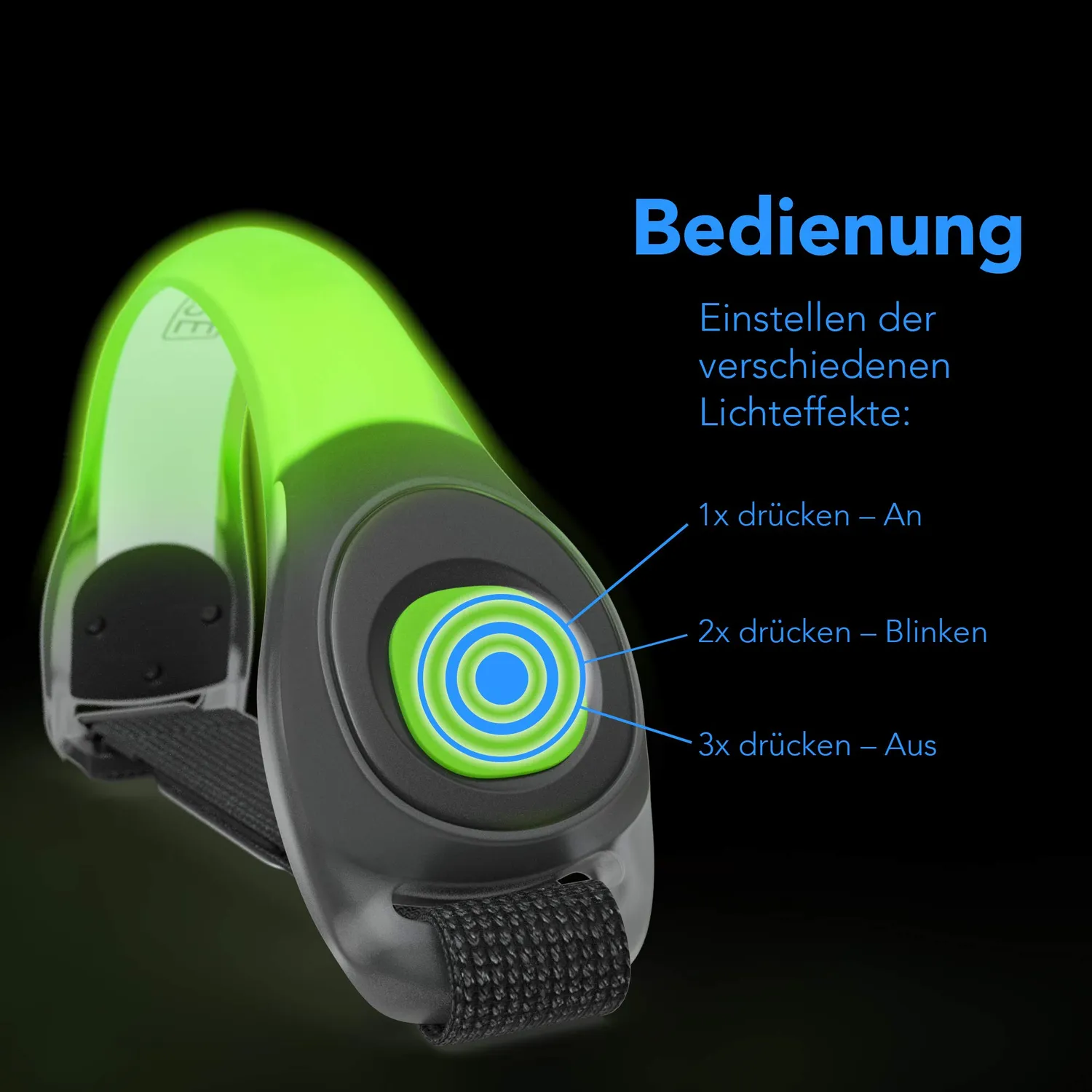 EAZY CASE LED Armband 2er-Set Leuchtband Grün