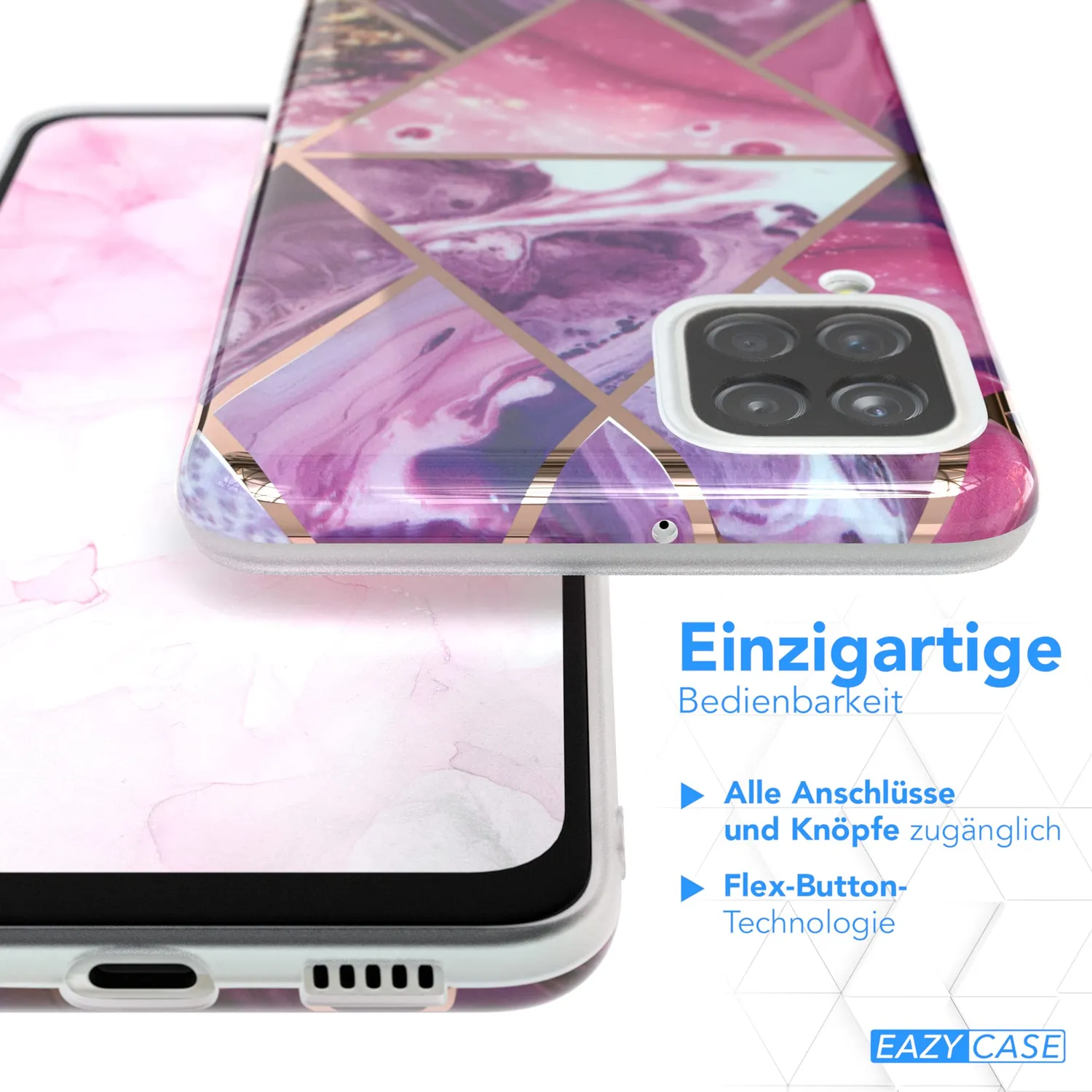 EAZY CASE Galaxy A12 Silikonhülle Marmor Beere