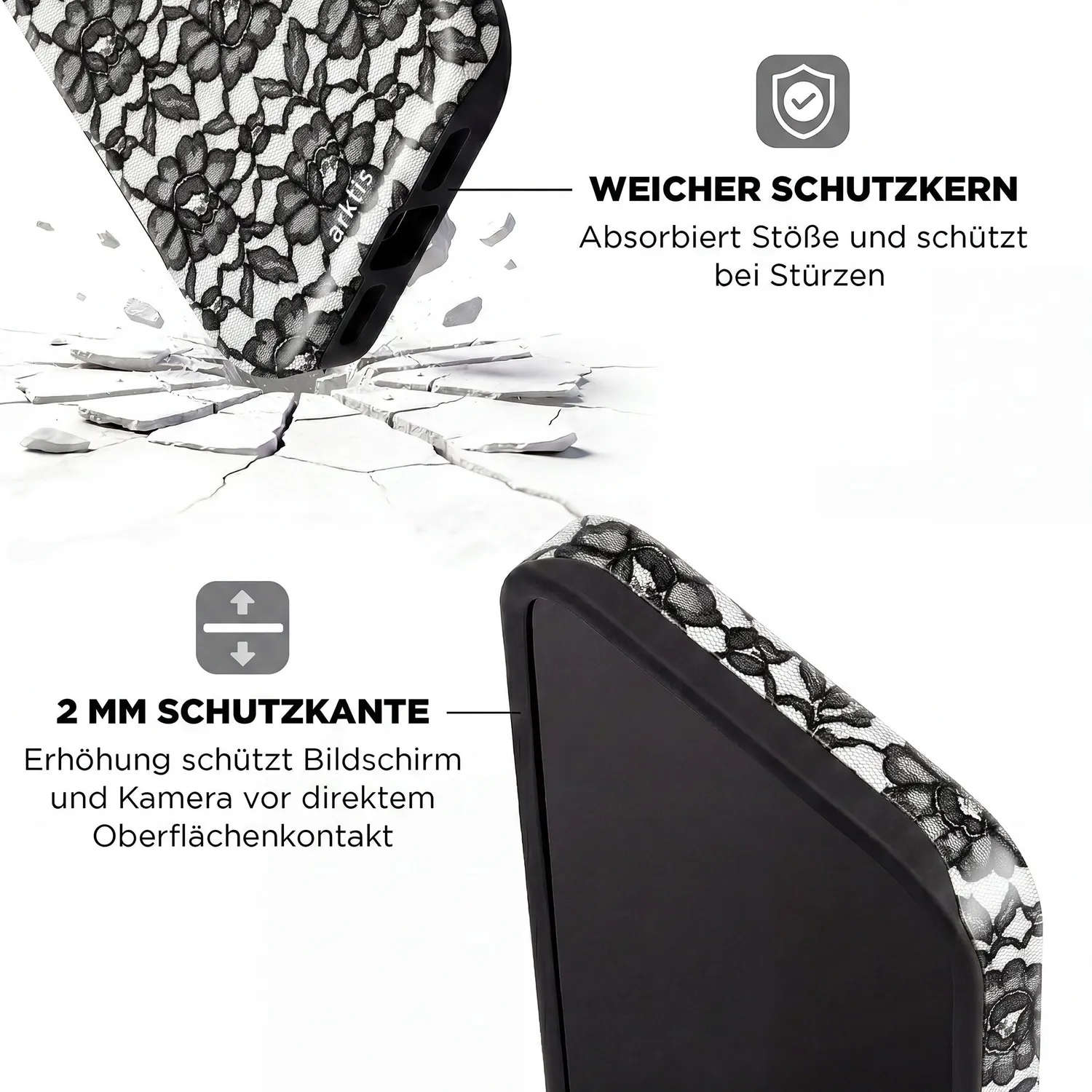 arktis Dark Rose iPhone 16 Pro Hülle MagSafe Print