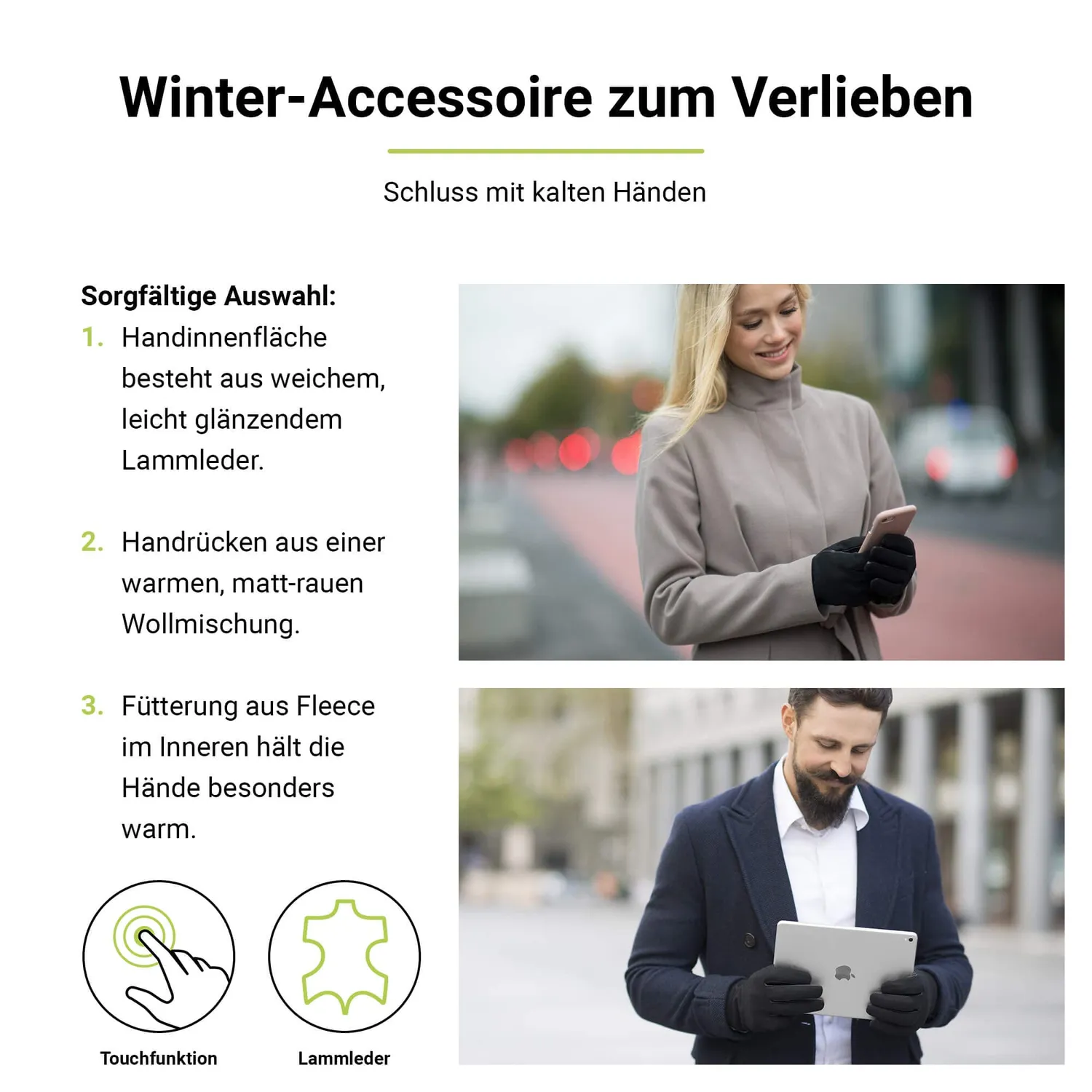 Artwizz SmartGlove Touchscreen Lederhandschuhe schwarz