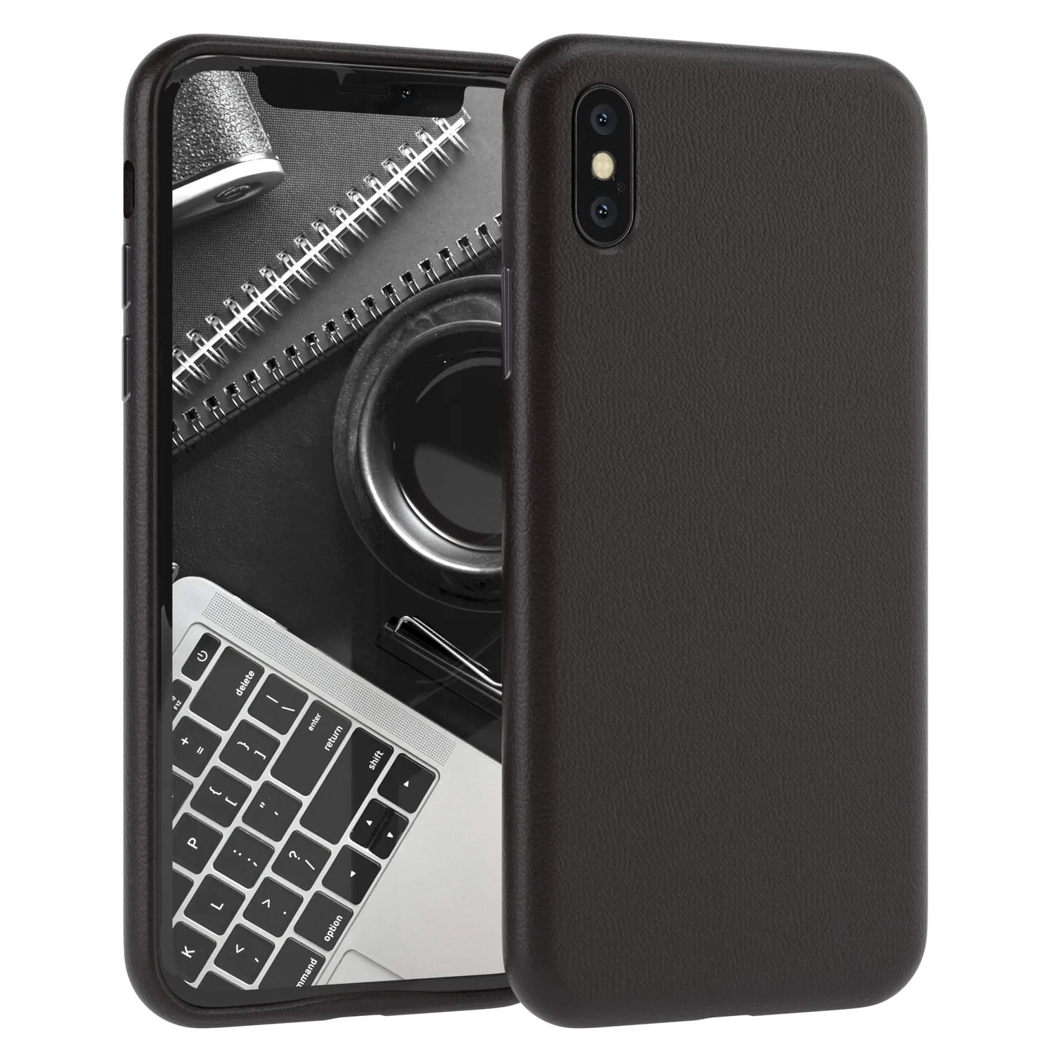 EAZY CASE iPhone XS Max Kunstlederhülle Braun Slim