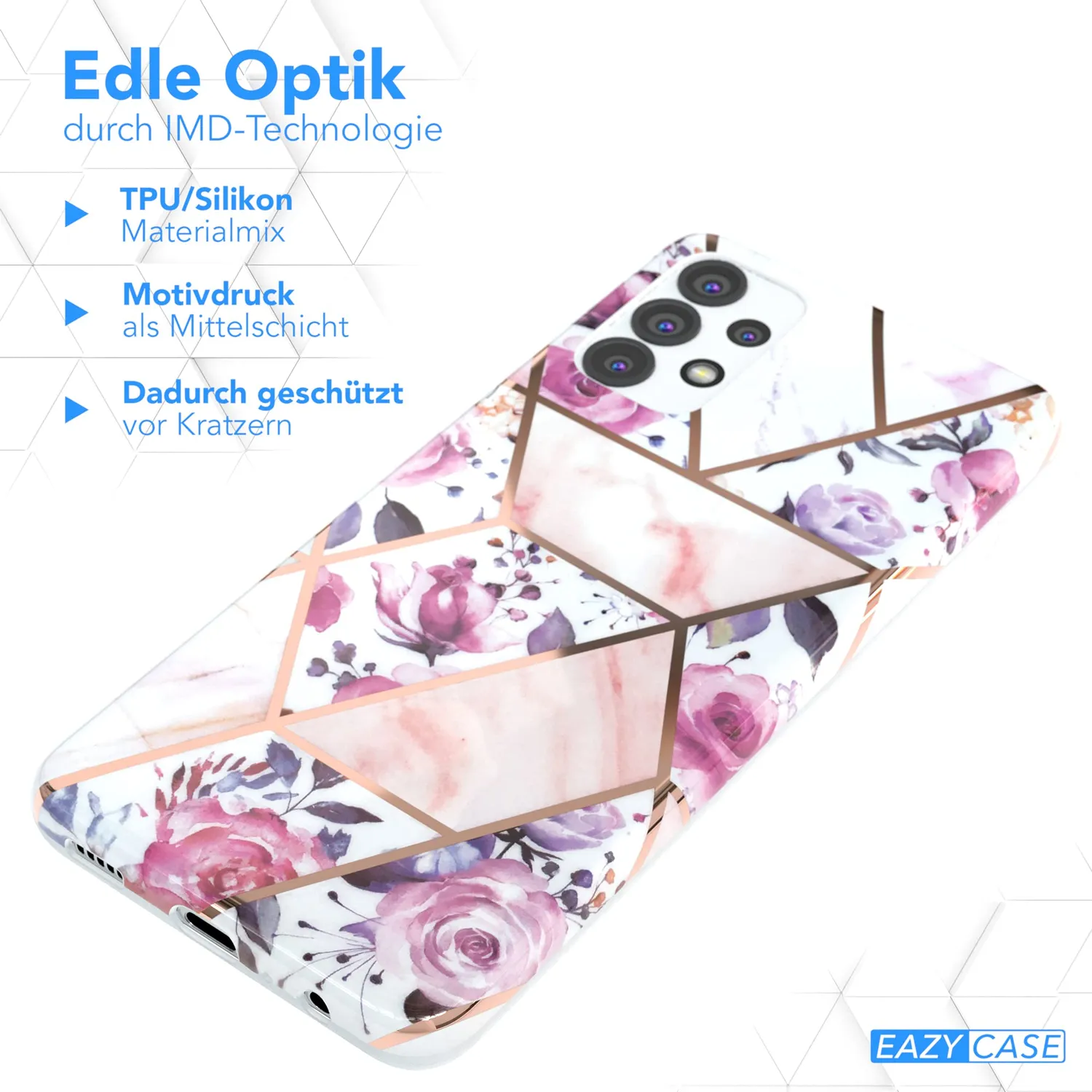EAZY CASE Galaxy A32 5G Silikonhülle Blumen Rosé-Gold