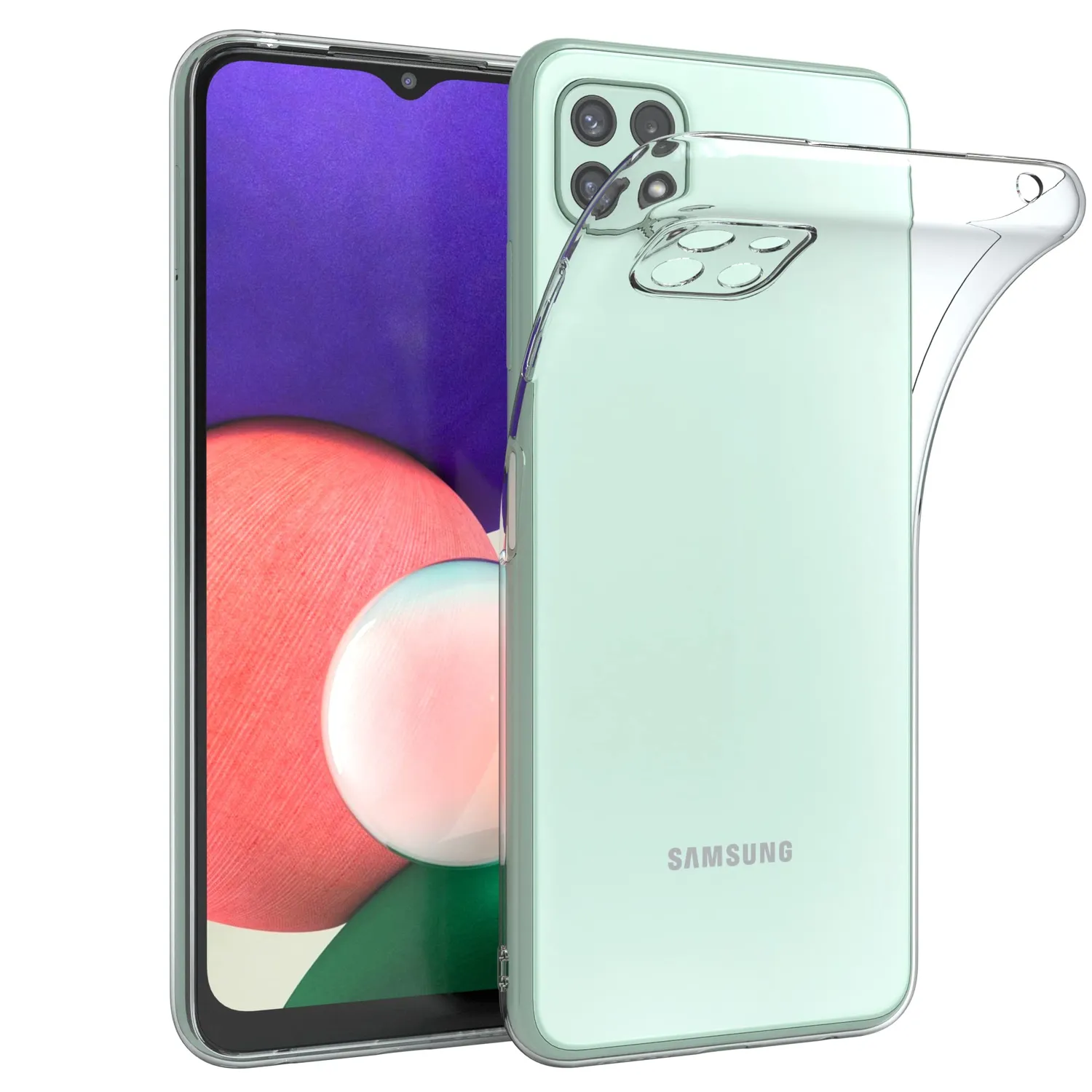 EAZY CASE Galaxy A22 5G Klapphülle Book-Schwarz Leder