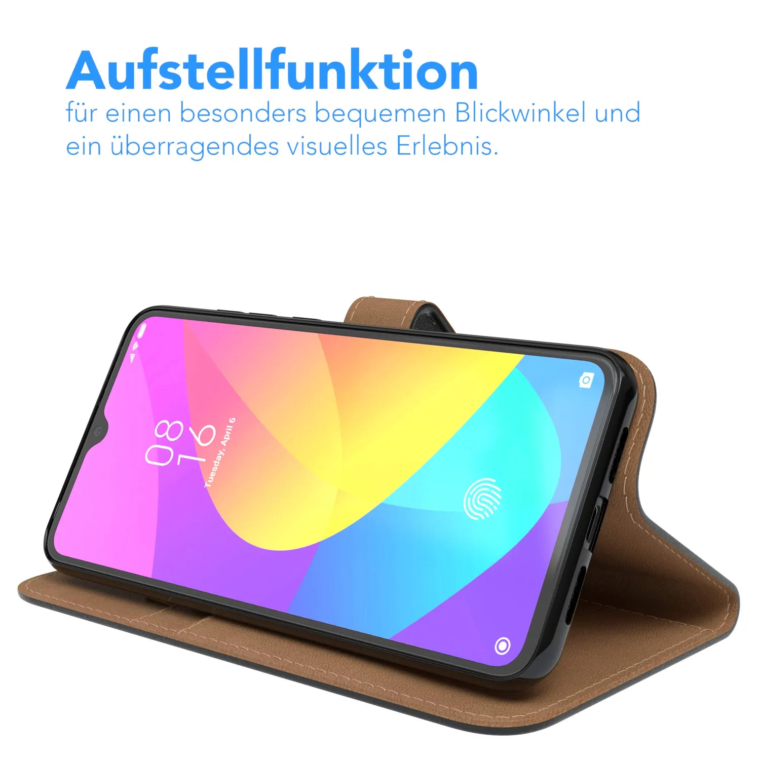 EAZY CASE Xiaomi Mi 9 Lite Klapphülle Book Schwarz Leder