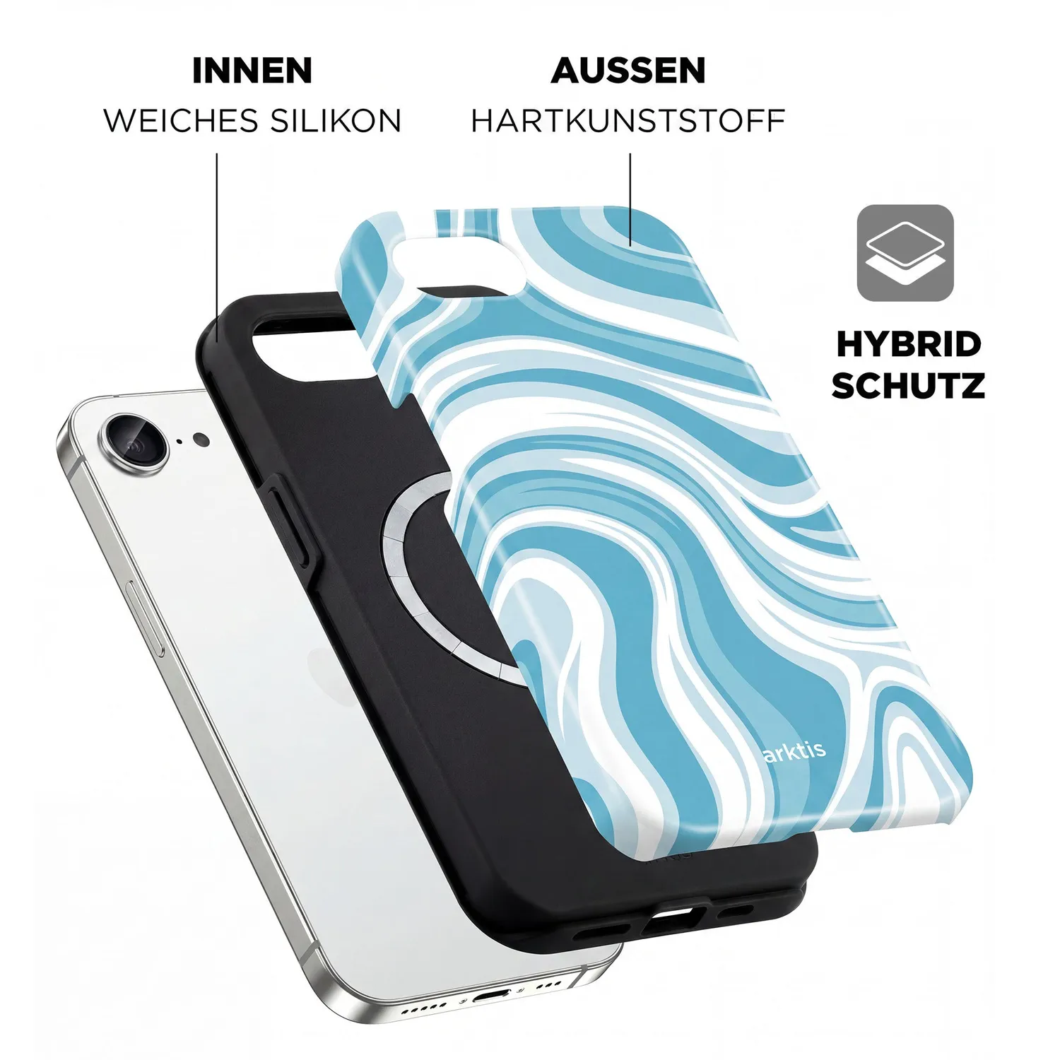 arktis iPhone 16e Hülle Blue Lagoon MagSafe