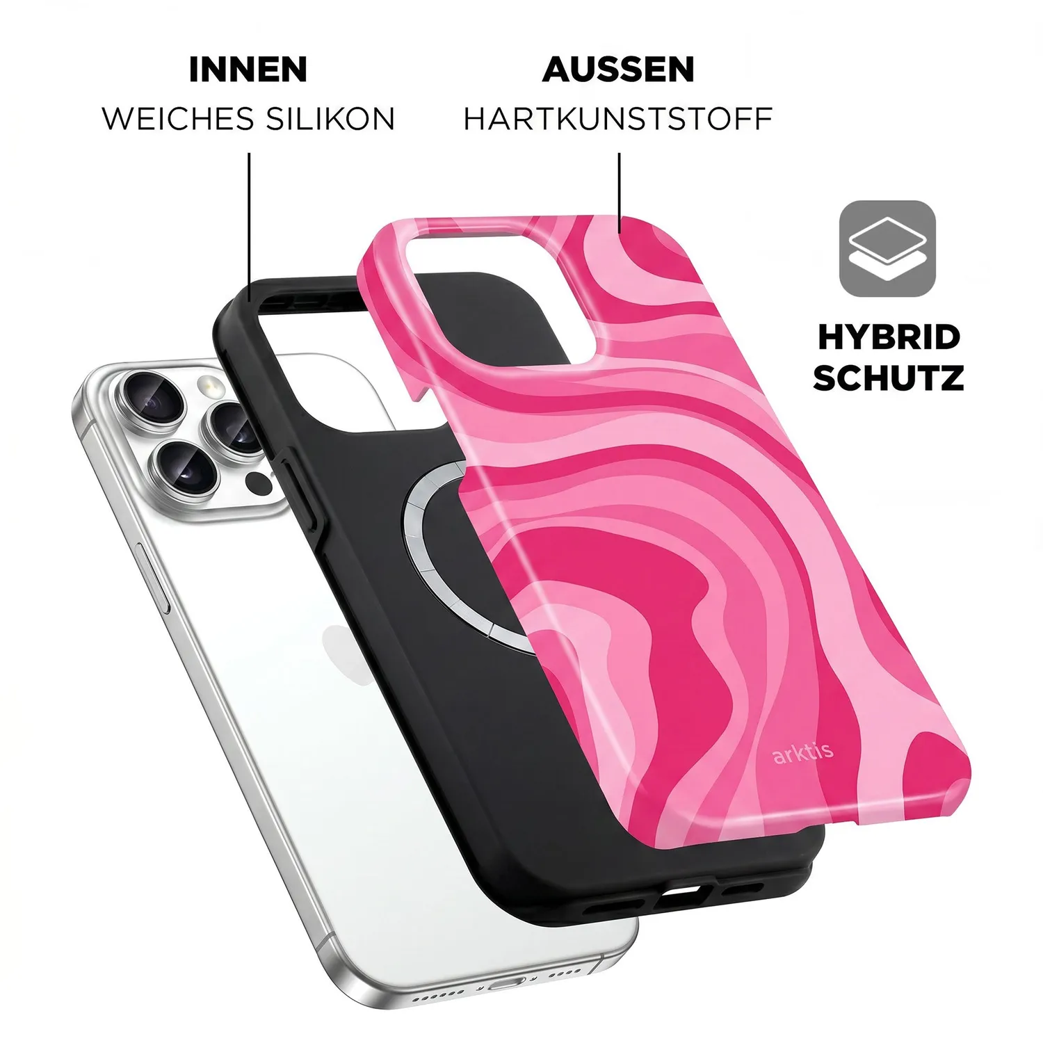 arktis Aura iPhone 15 Pro Max Hülle Aura Pink MagSafe