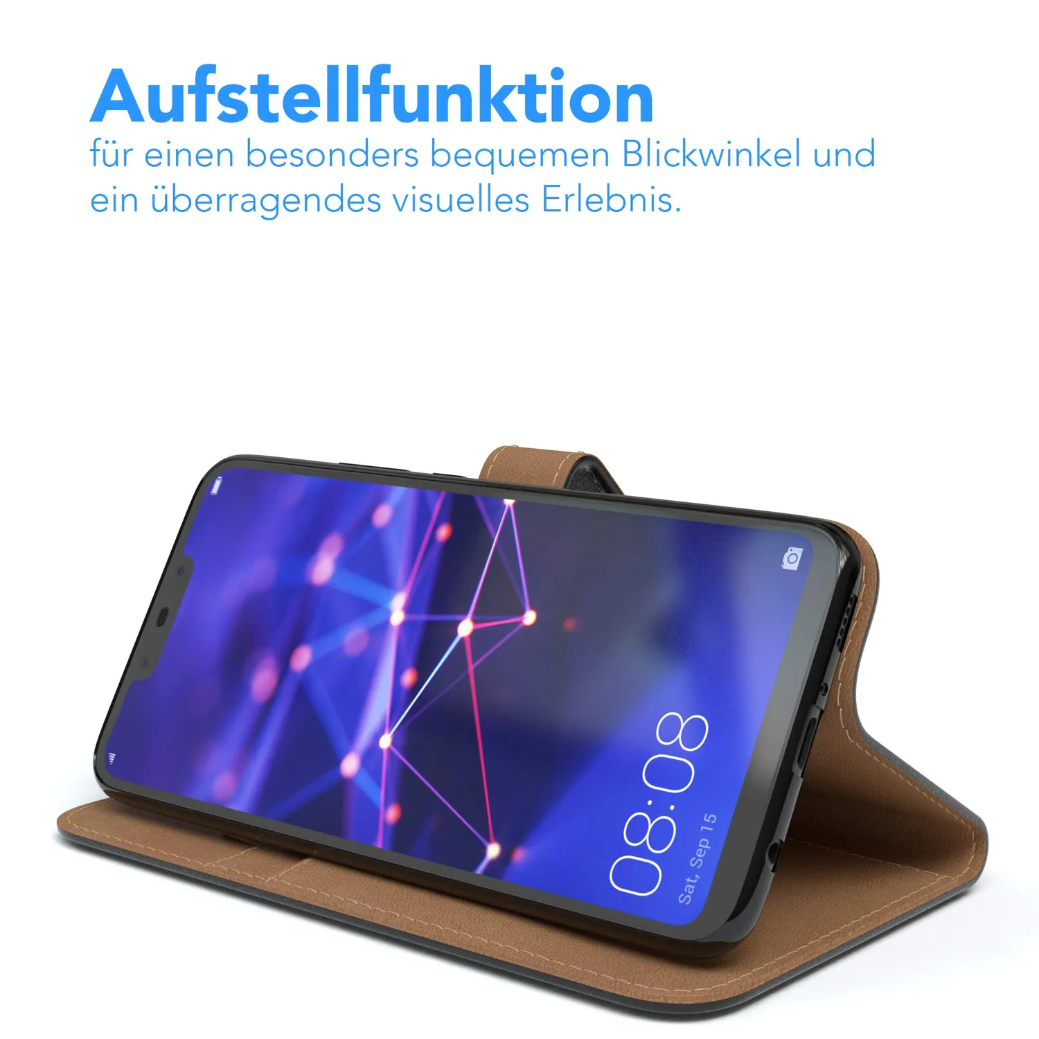 EAZY CASE Mate 20 Lite Book Handyhülle Schwarz Klapp