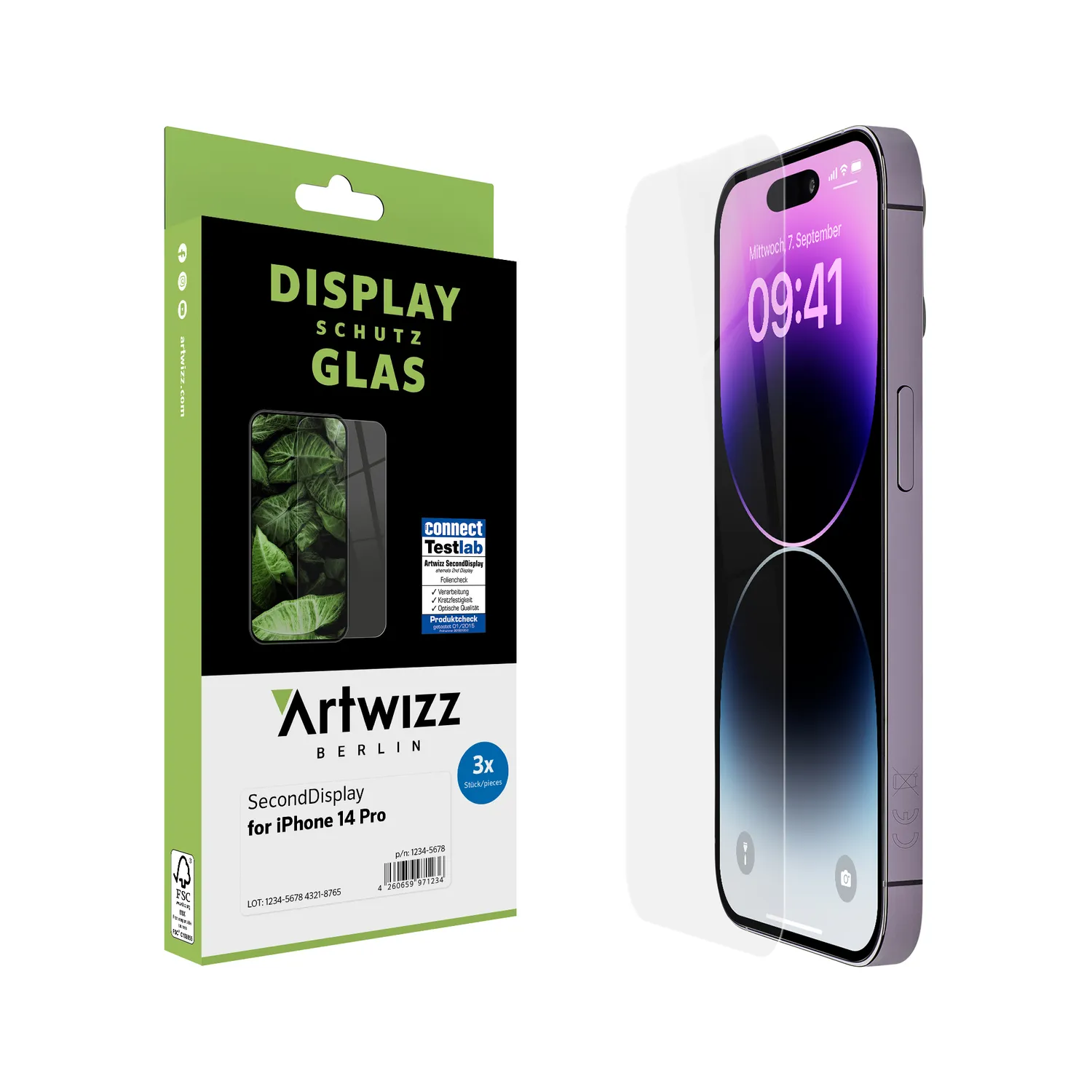 Artwizz SecondDisplay iPhone 14 Pro Panzerglas 3er Pack