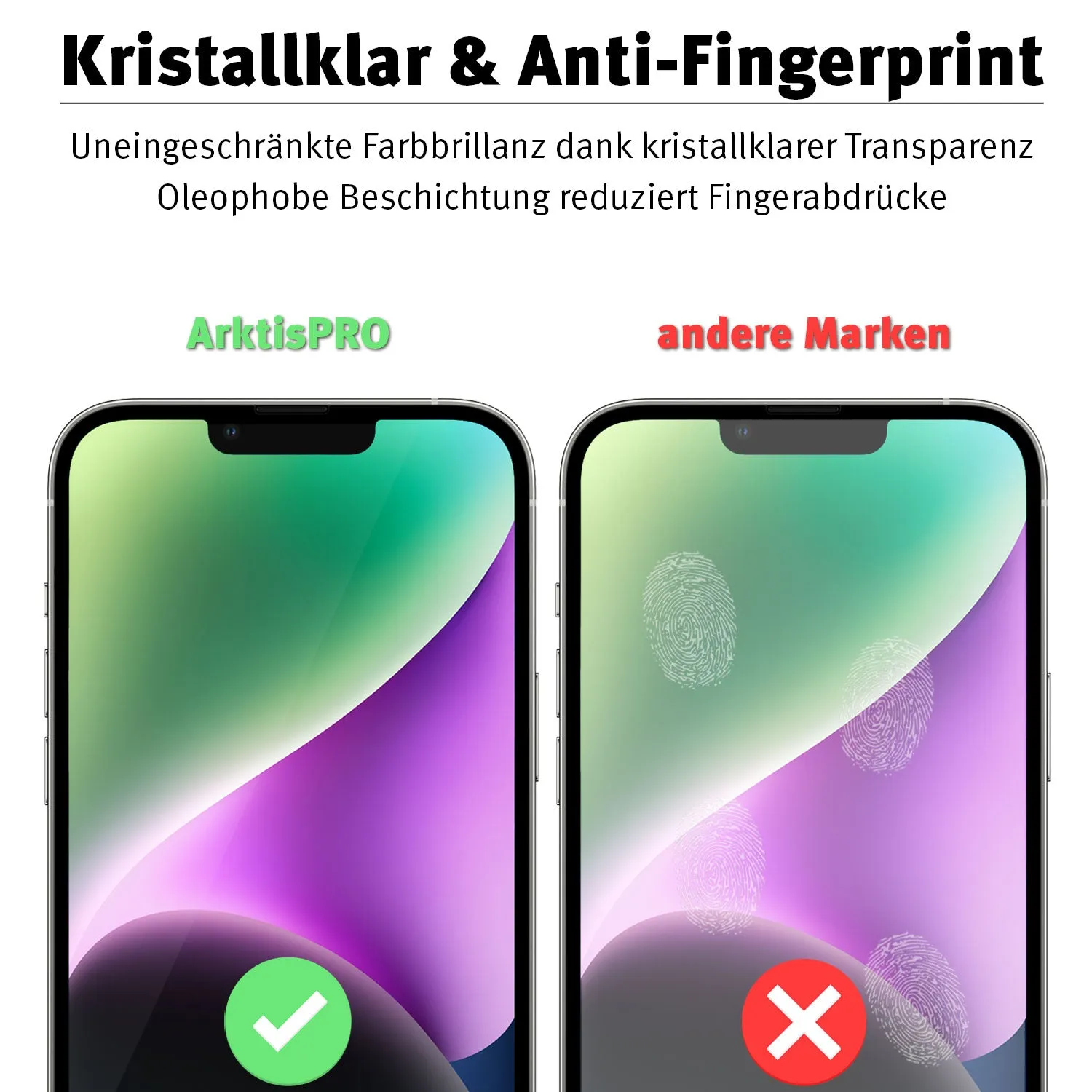 arktis Full Cover Panzerglas iPhone 14 3er Set 9H