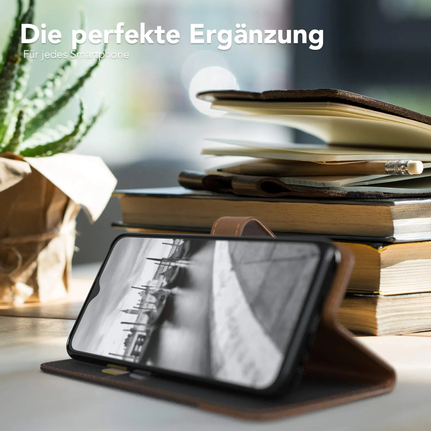 EAZY CASE Klapphülle Xiaomi Redmi 9 Schwarz Jeansoptik