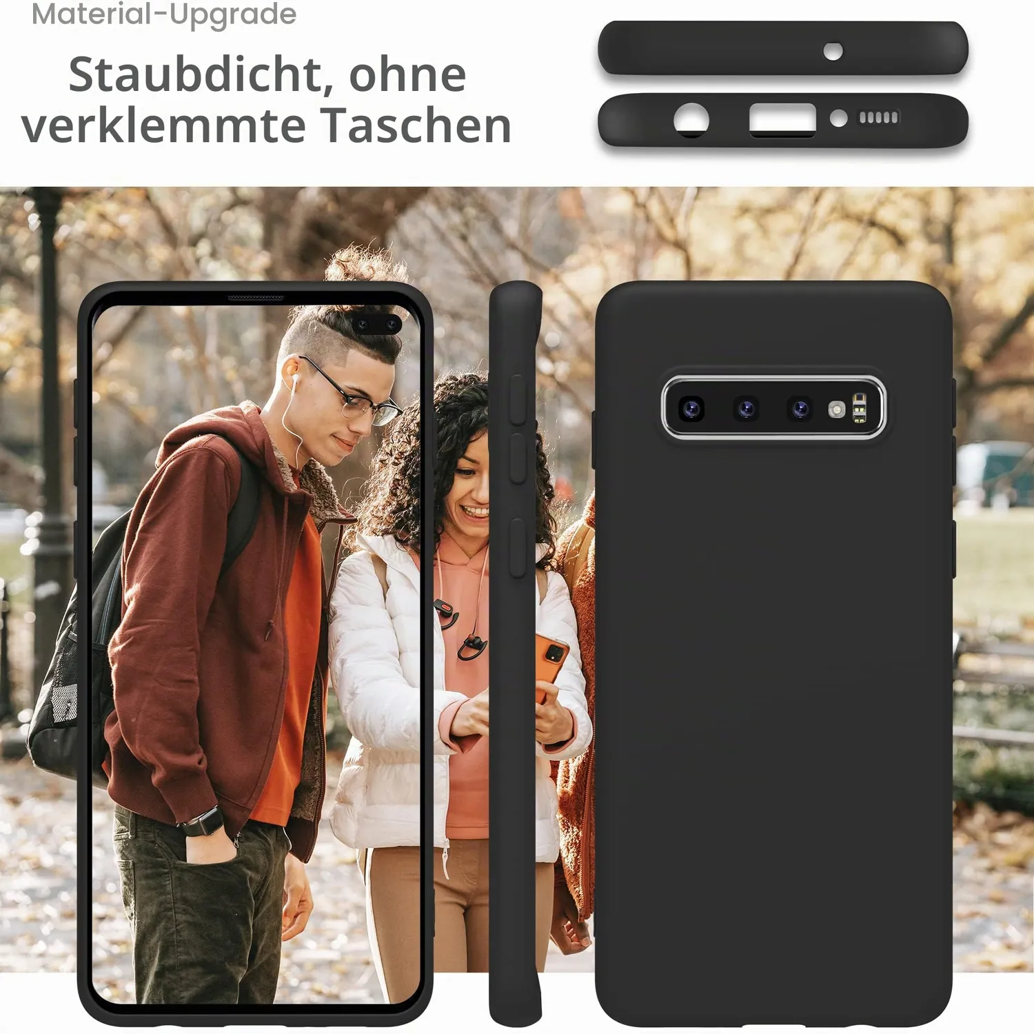YATWIN Silikon Handyhülle Samsung S10 Plus schwarz Soft-Touch