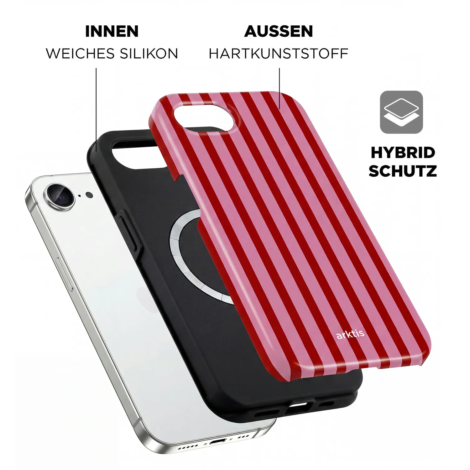 arktis Stripes iPhone 16e Hülle MagSafe Print