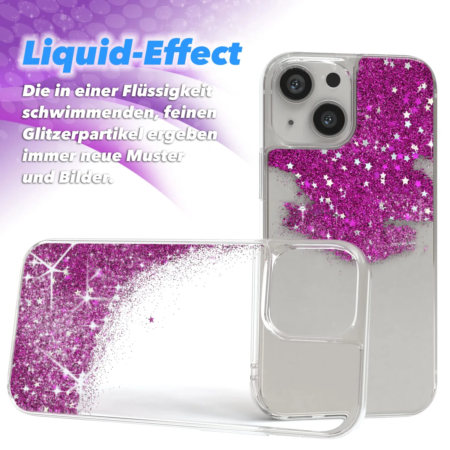 EAZY CASE iPhone 13 Mini Glitzerhülle Liquid Lila