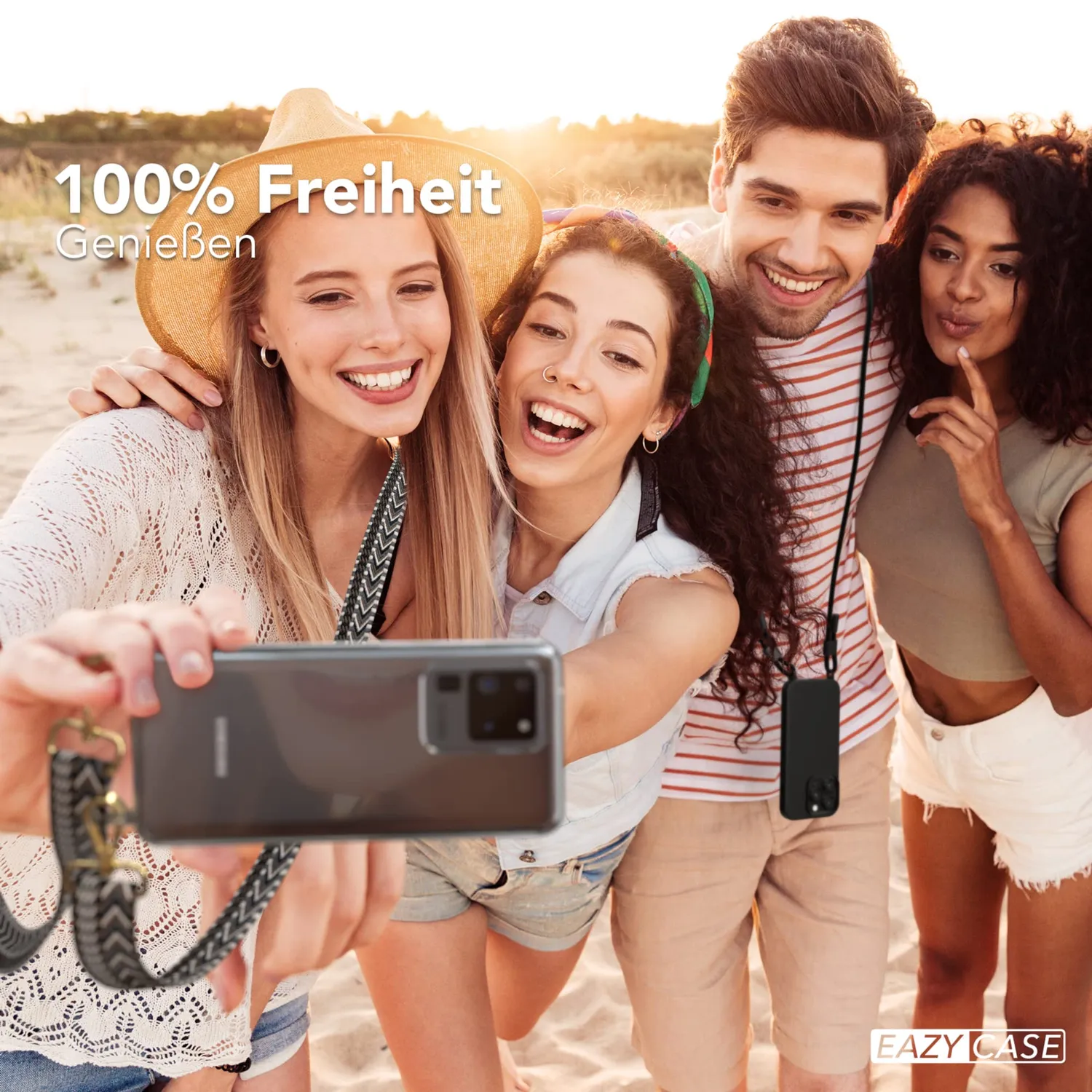 EAZY CASE Galaxy S20 Ultra Handykette Grau/Schwarz breit