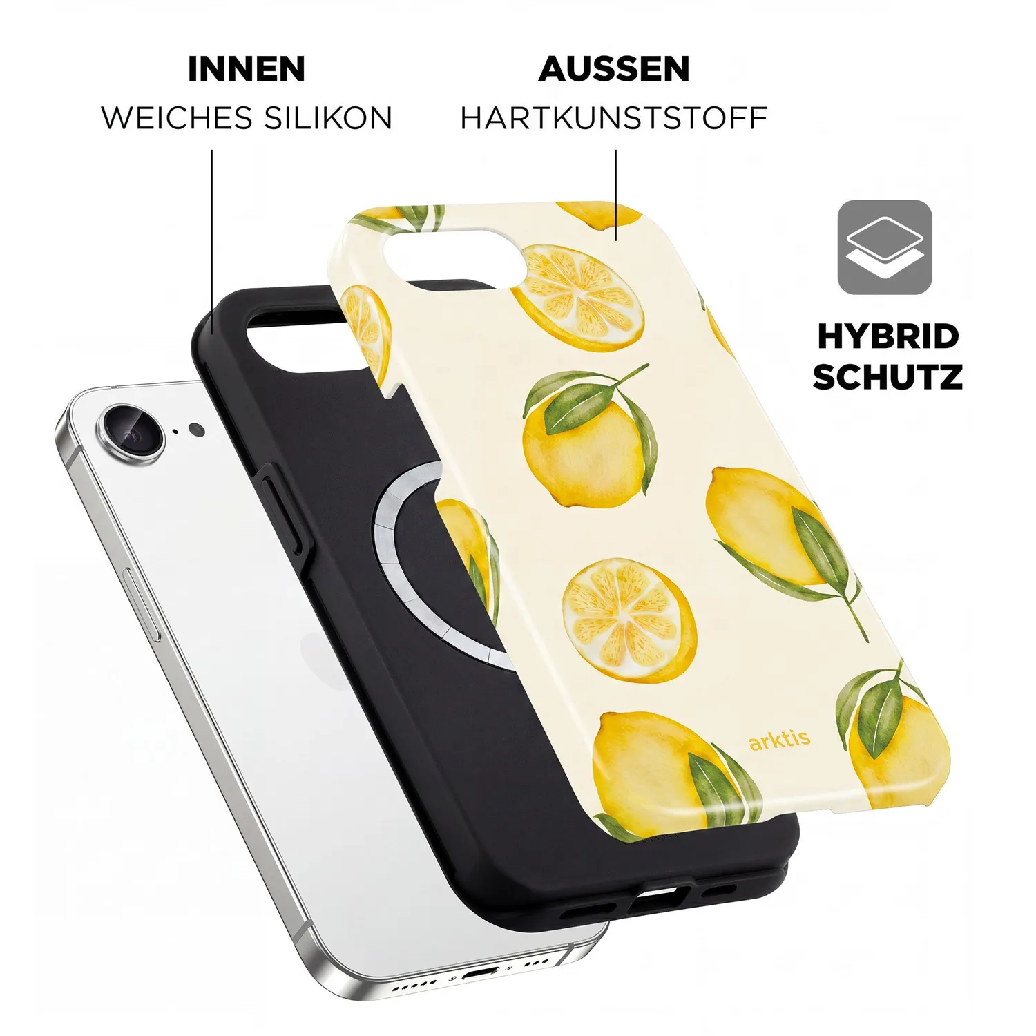 arktis Lemon iPhone 16e Hülle MagSafe mit Print