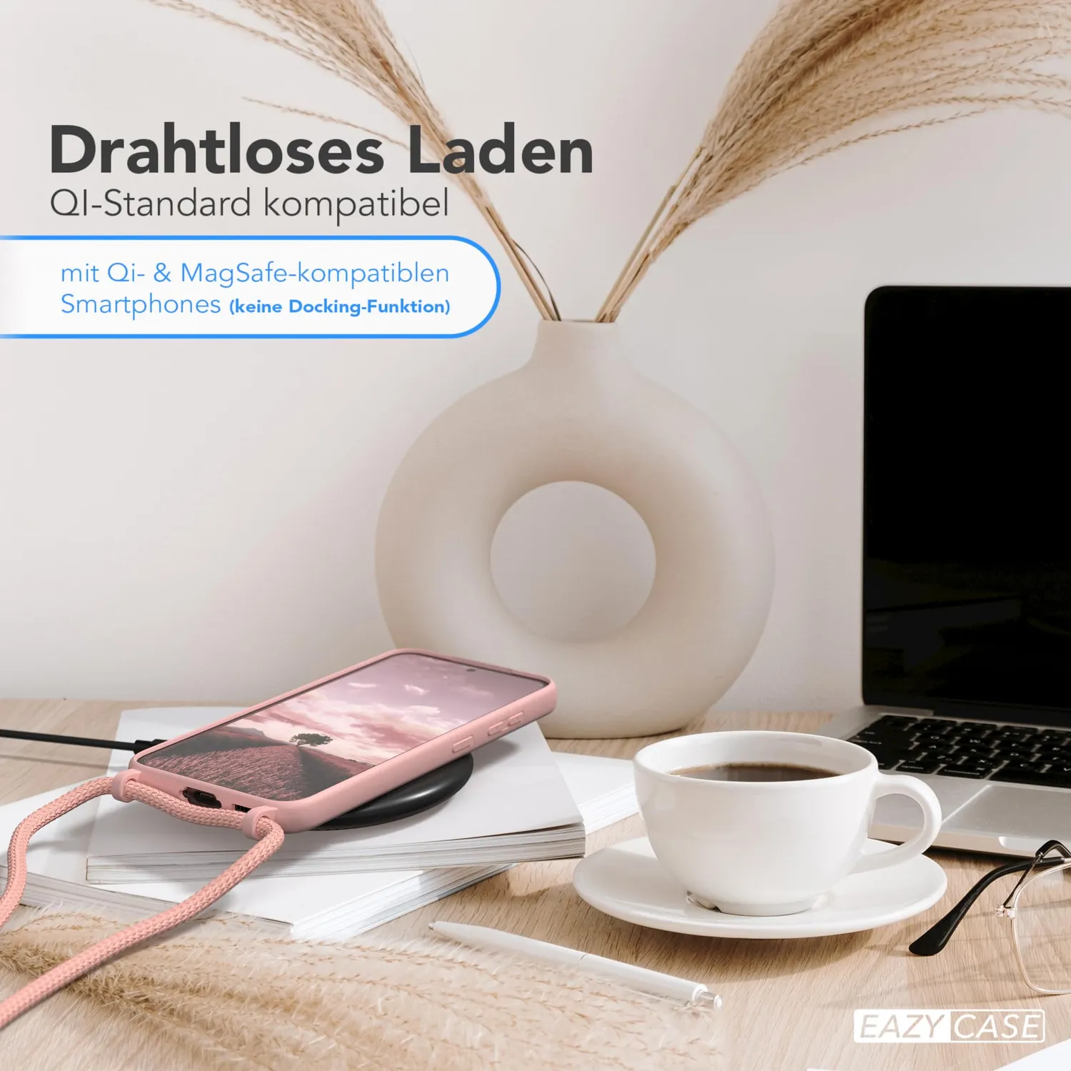 EAZY CASE Galaxy S23 Handyhülle mit Kette Alt Rosa Kameraschutz