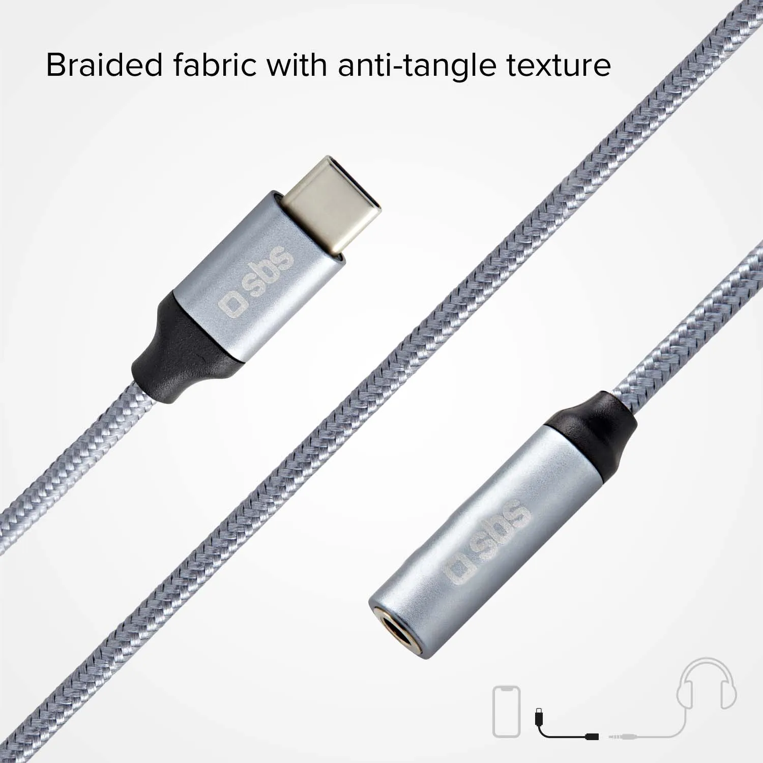 SBS USB-C auf Klinke Adapter 3,5mm 15cm schwarz